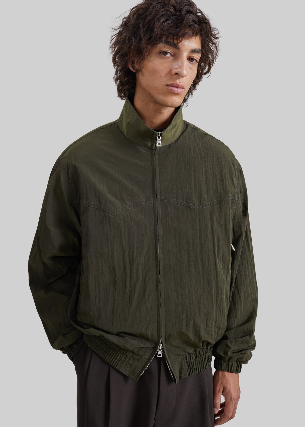 Adry Crinkled Bomber Jacket - Dark Olive