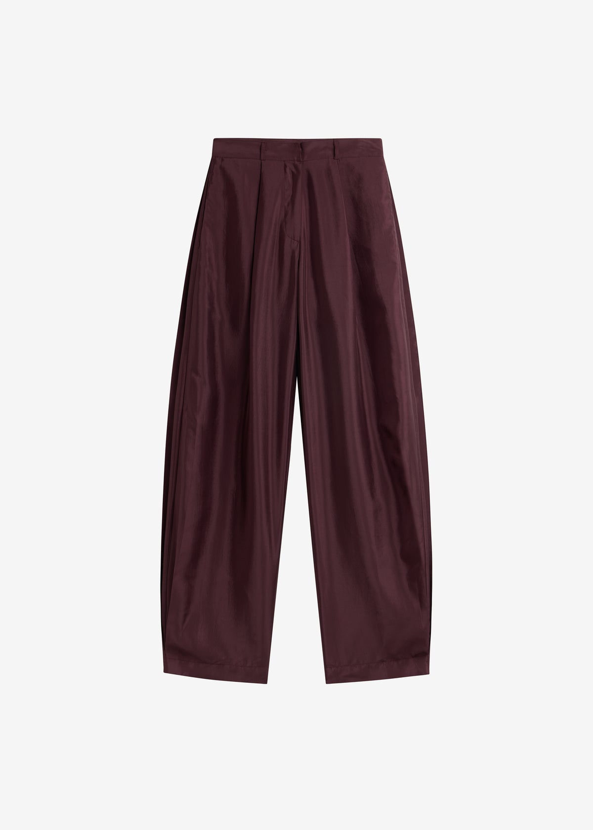 Aduna Satin Pleated Trousers - Burgundy