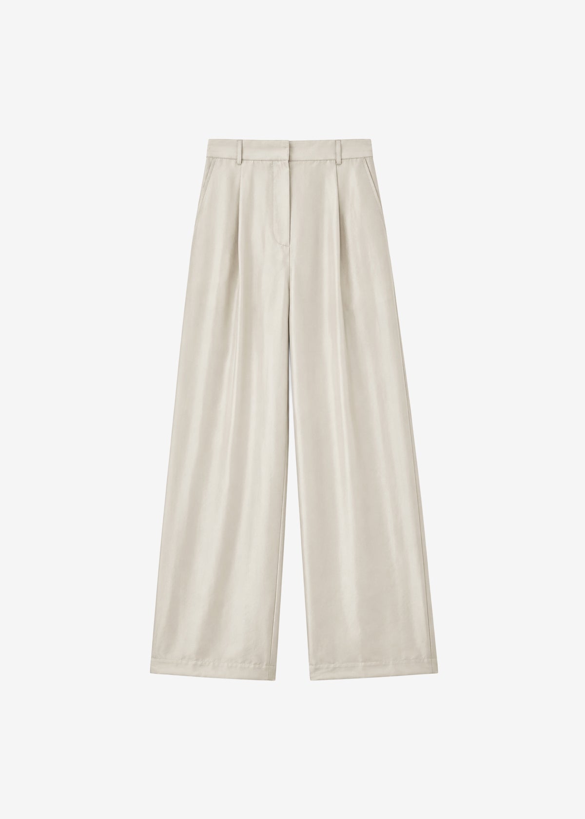 Aduna Satin Pleated Trousers - Light Beige - 8