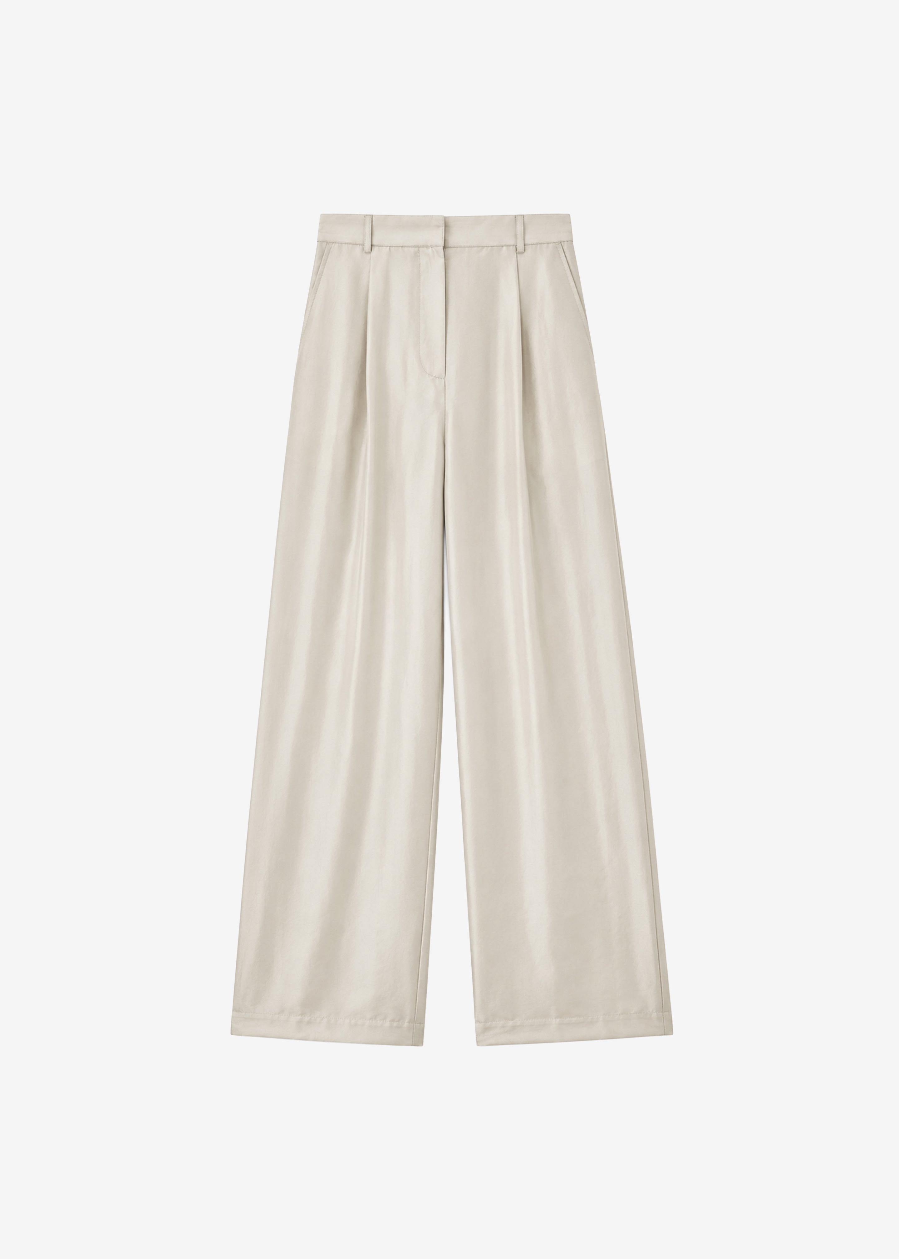 Aduna Satin Pleated Trousers - Light Beige - 8
