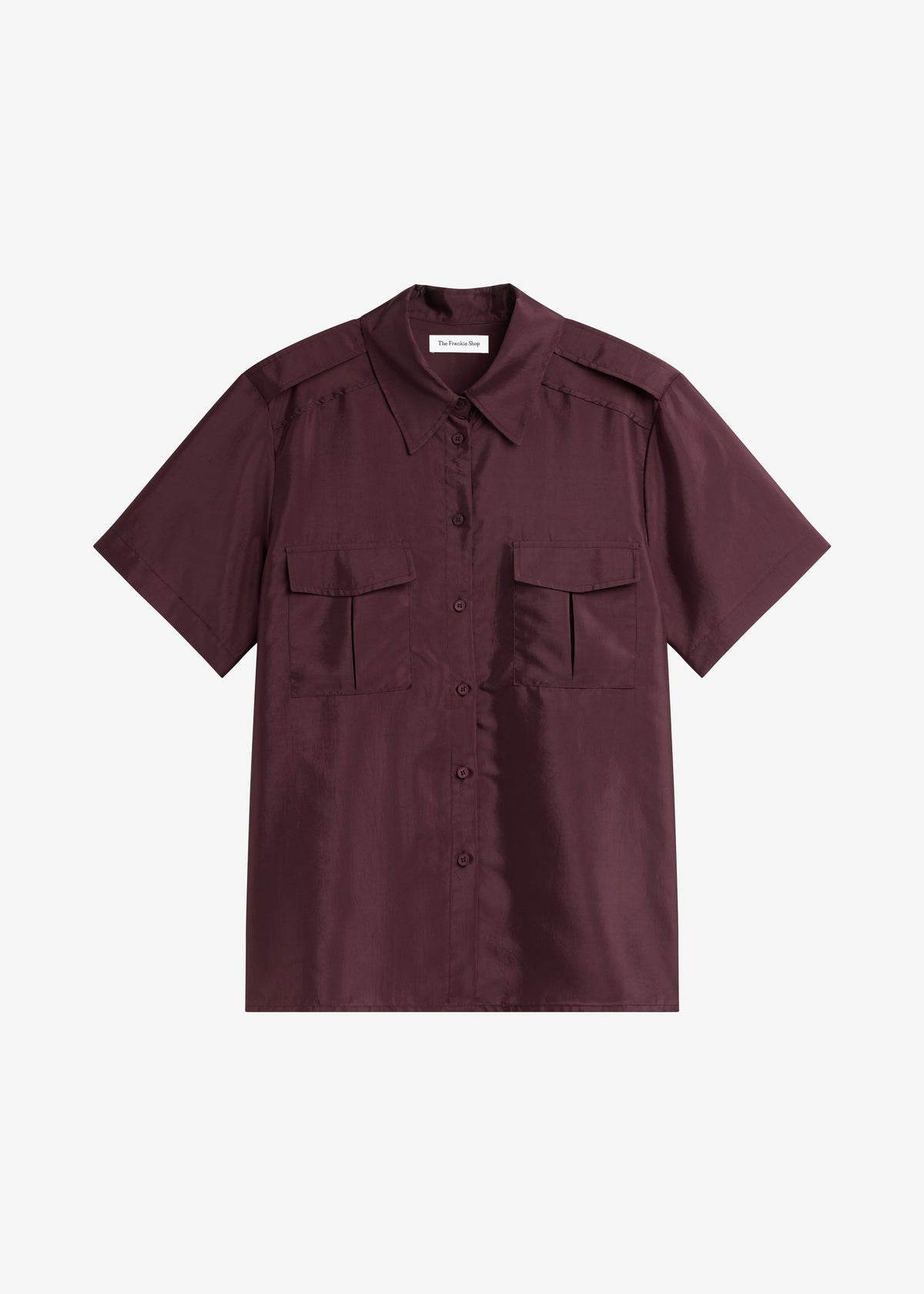 Aduna Satin Utility Shirt - Burgundy