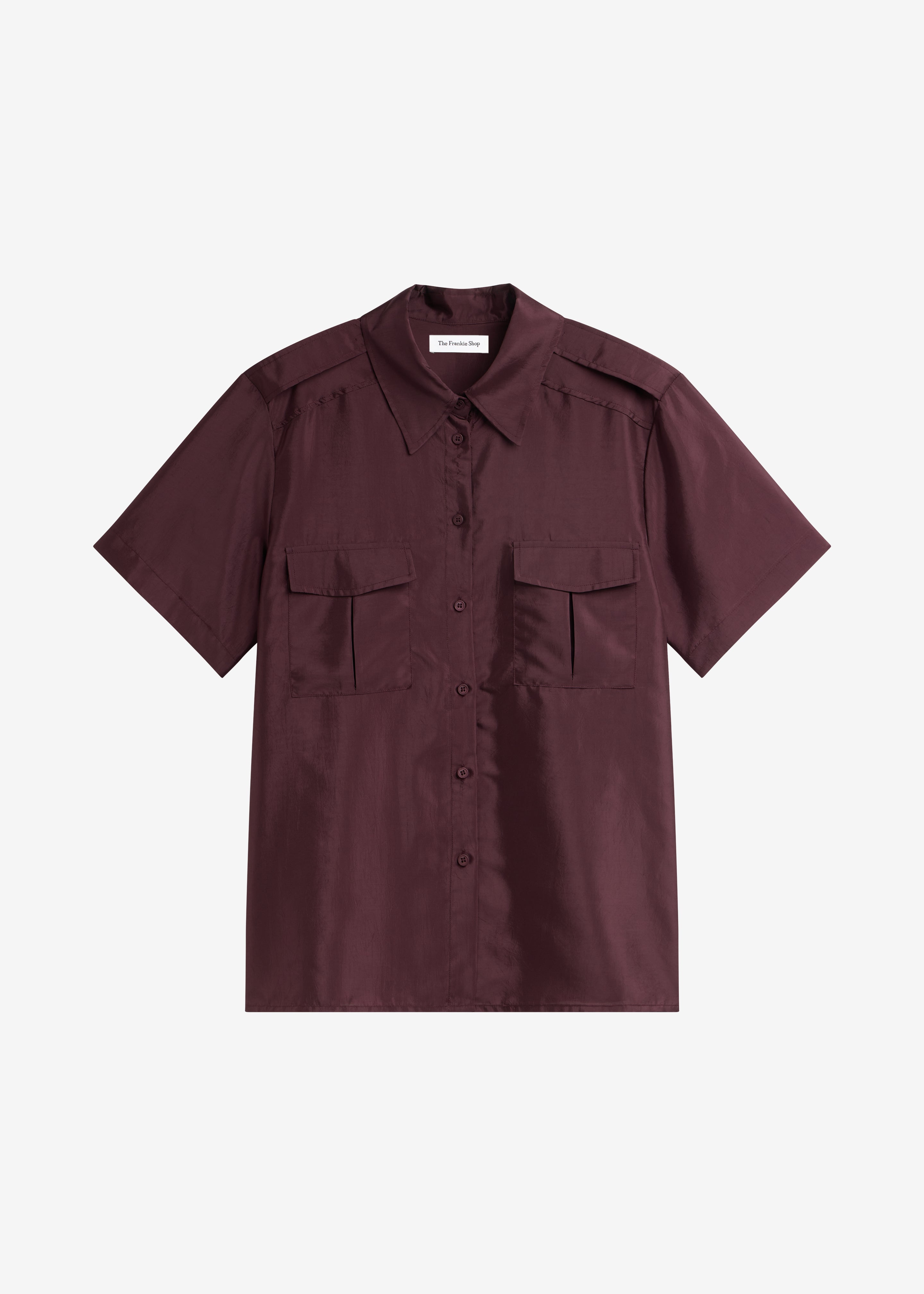 Aduna Satin Utility Shirt - Burgundy