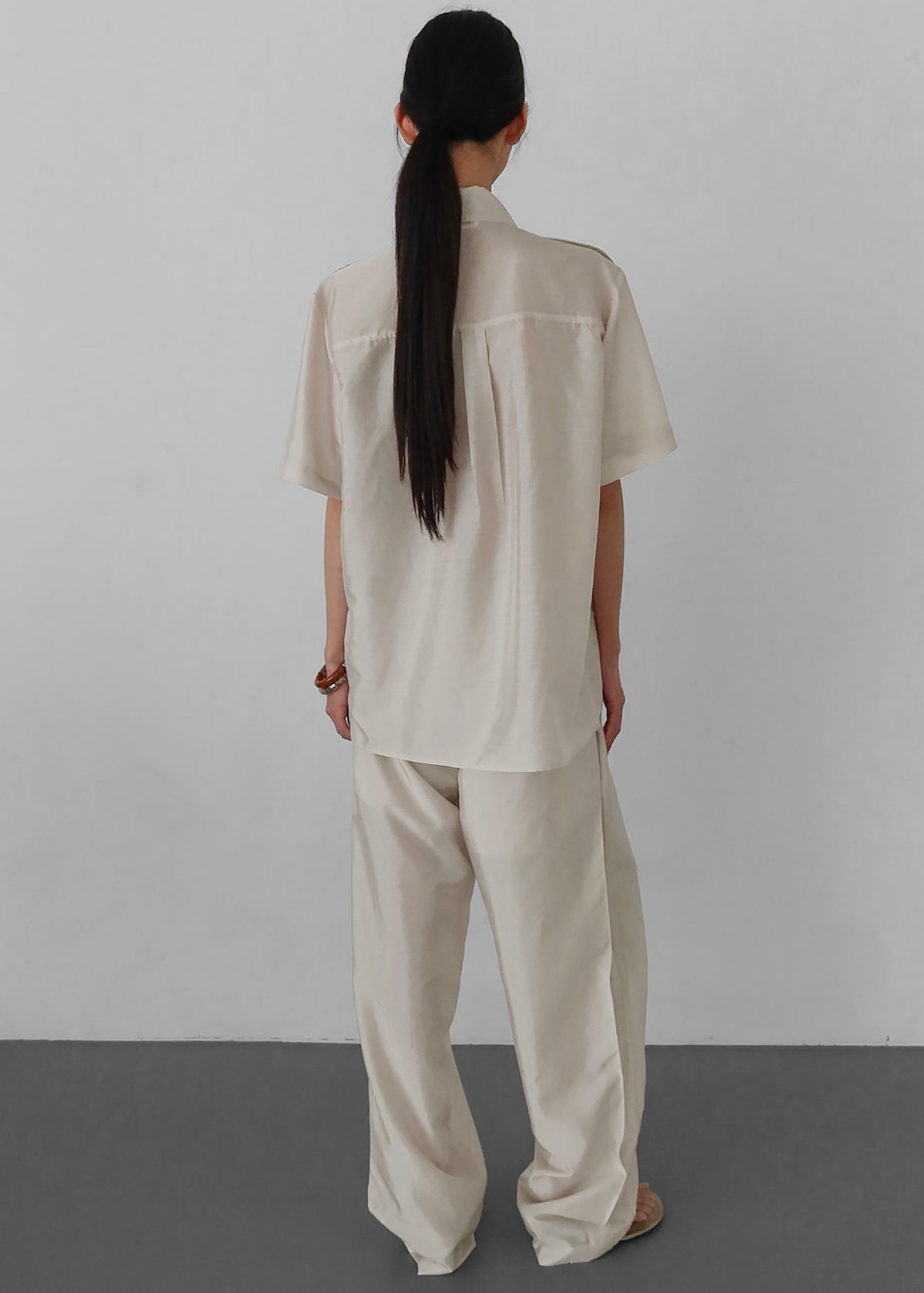 Aduna Satin Utility Shirt - Light Beige - 8