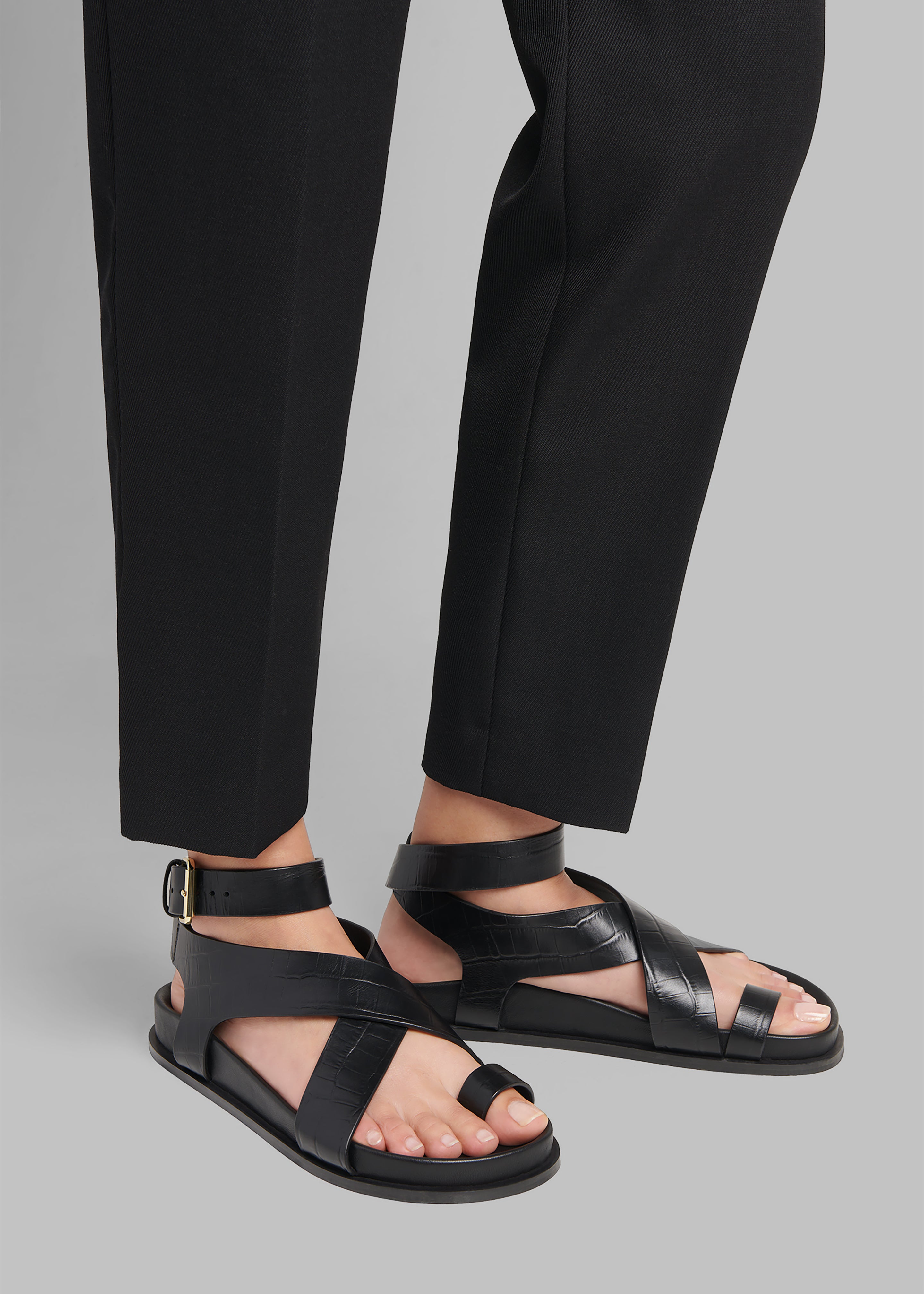 A.Emery Jalen Sandal - Black Croc – The Frankie Shop