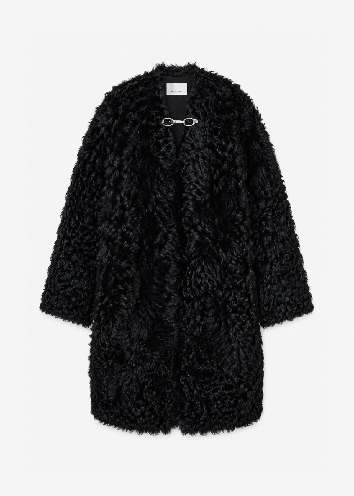 Aida Fur Collarless Short Coat - Black