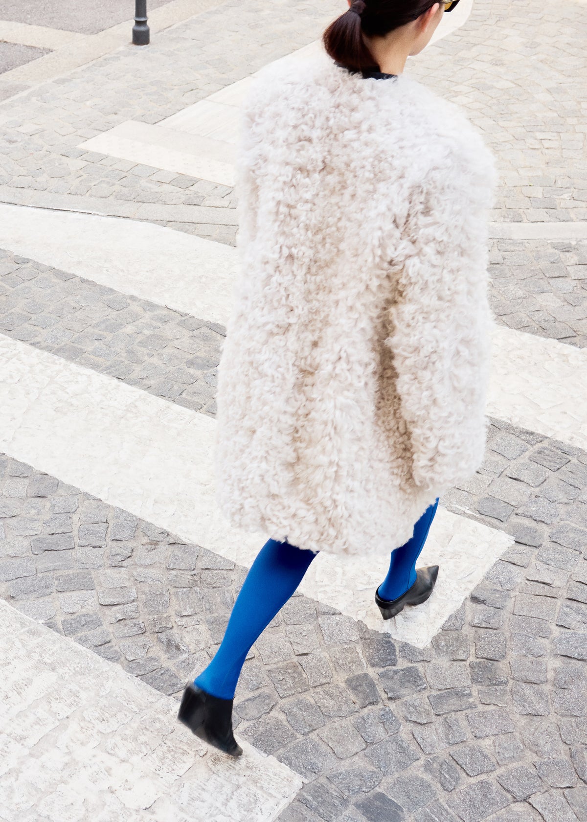 Aida Fur Collarless Short Coat - Ivory