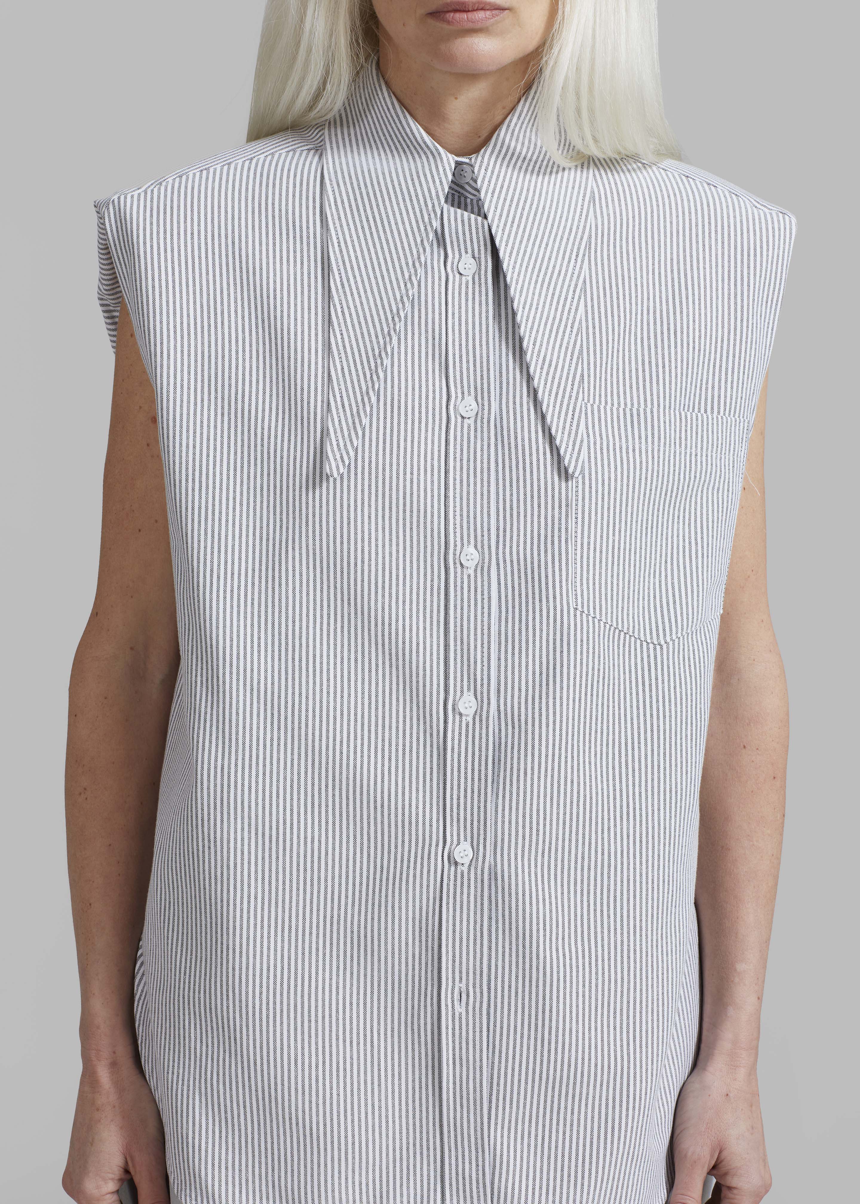 Aiden Long Collar Shirt - Grey Stripe - 7