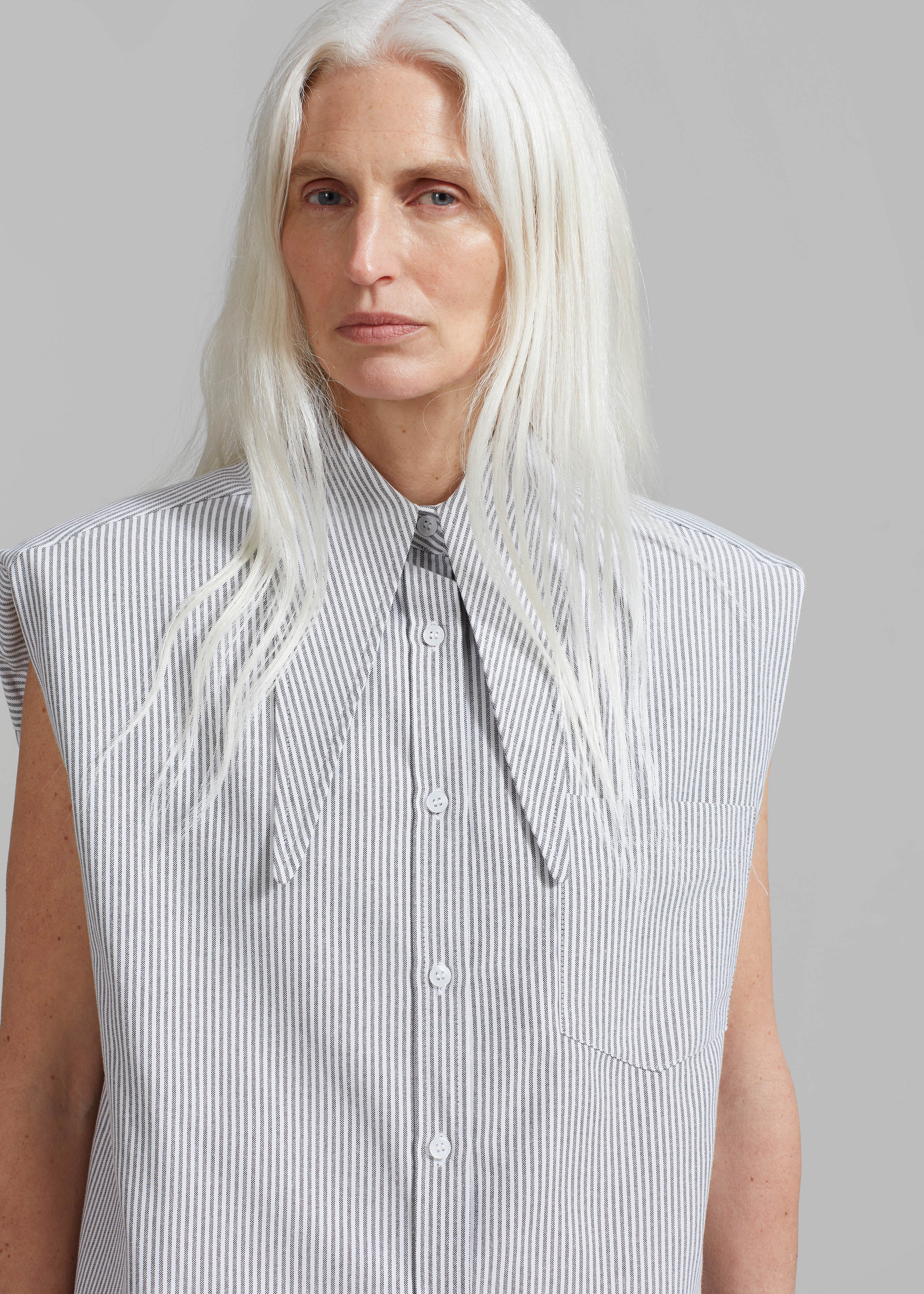 Aiden Long Collar Shirt - Grey Stripe - 4