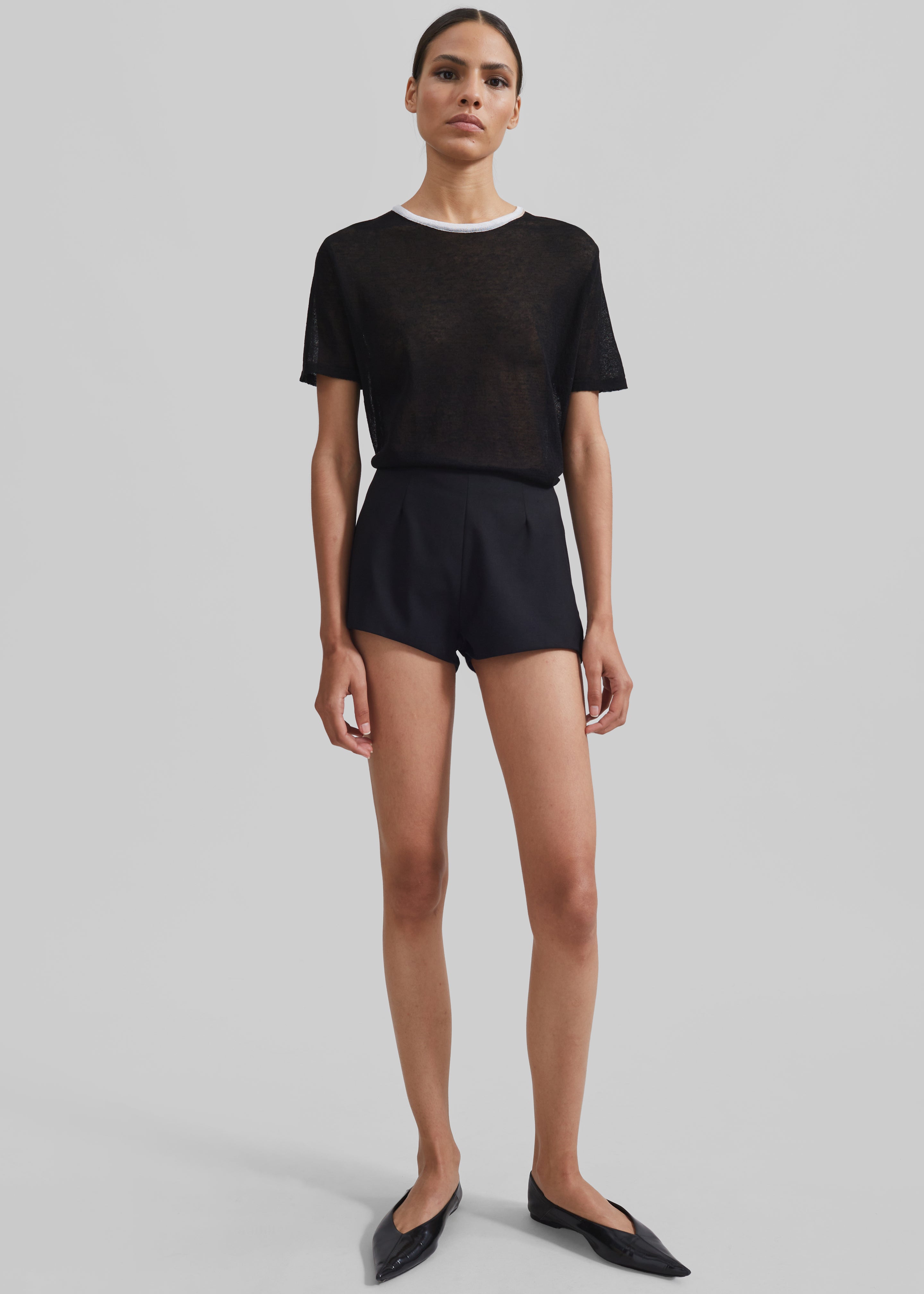Aimee Sheer Cropped T-Shirt - Black - 3