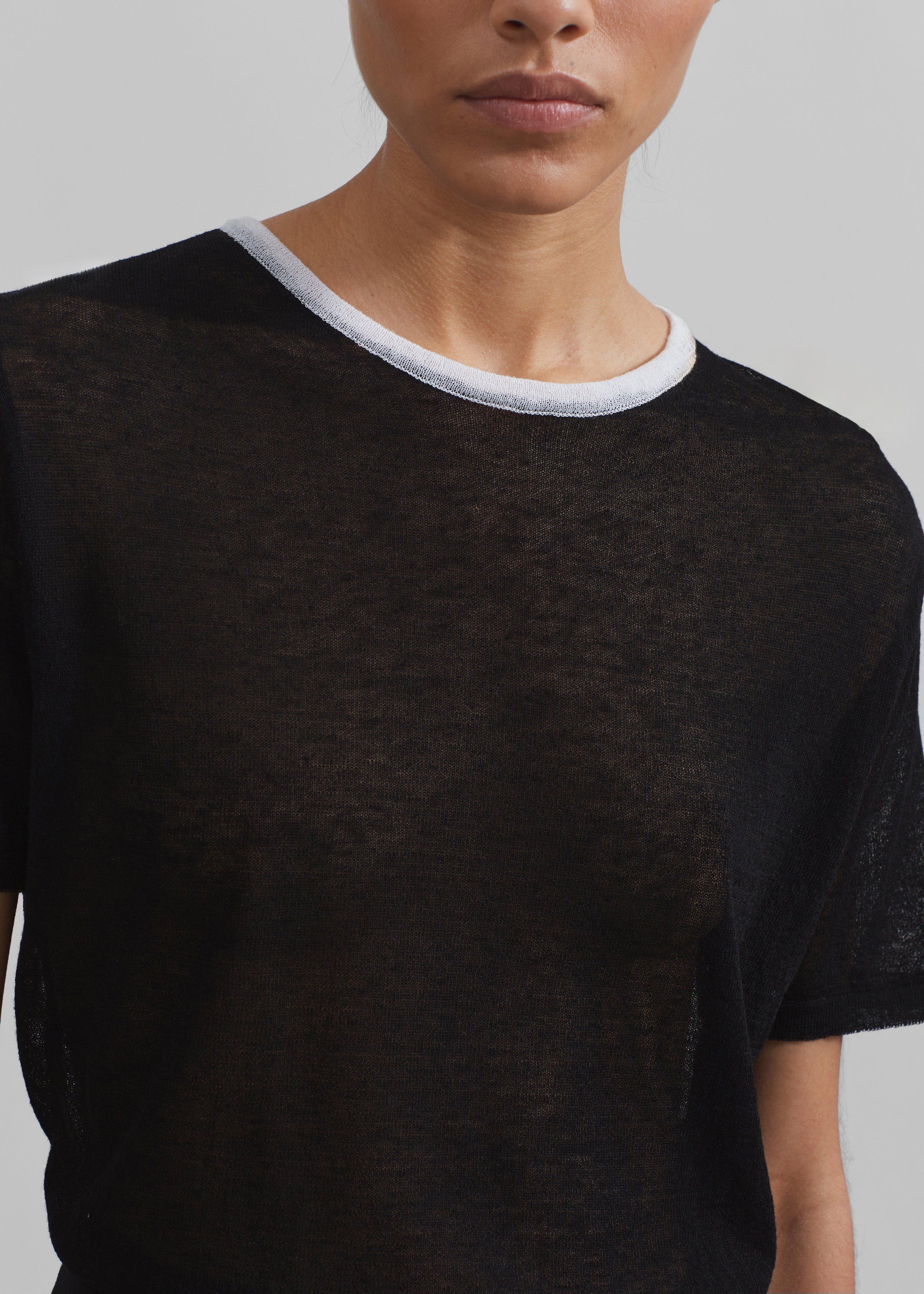 Aimee Sheer Cropped T-Shirt - Black - 2