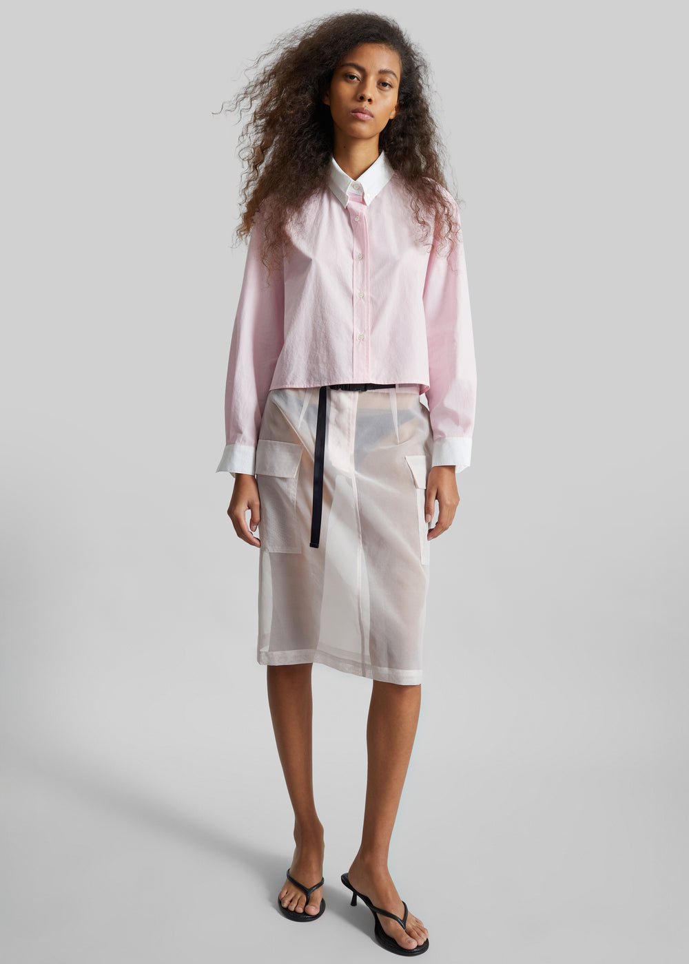 Aix Cropped Boxy Shirt - Pink - 1