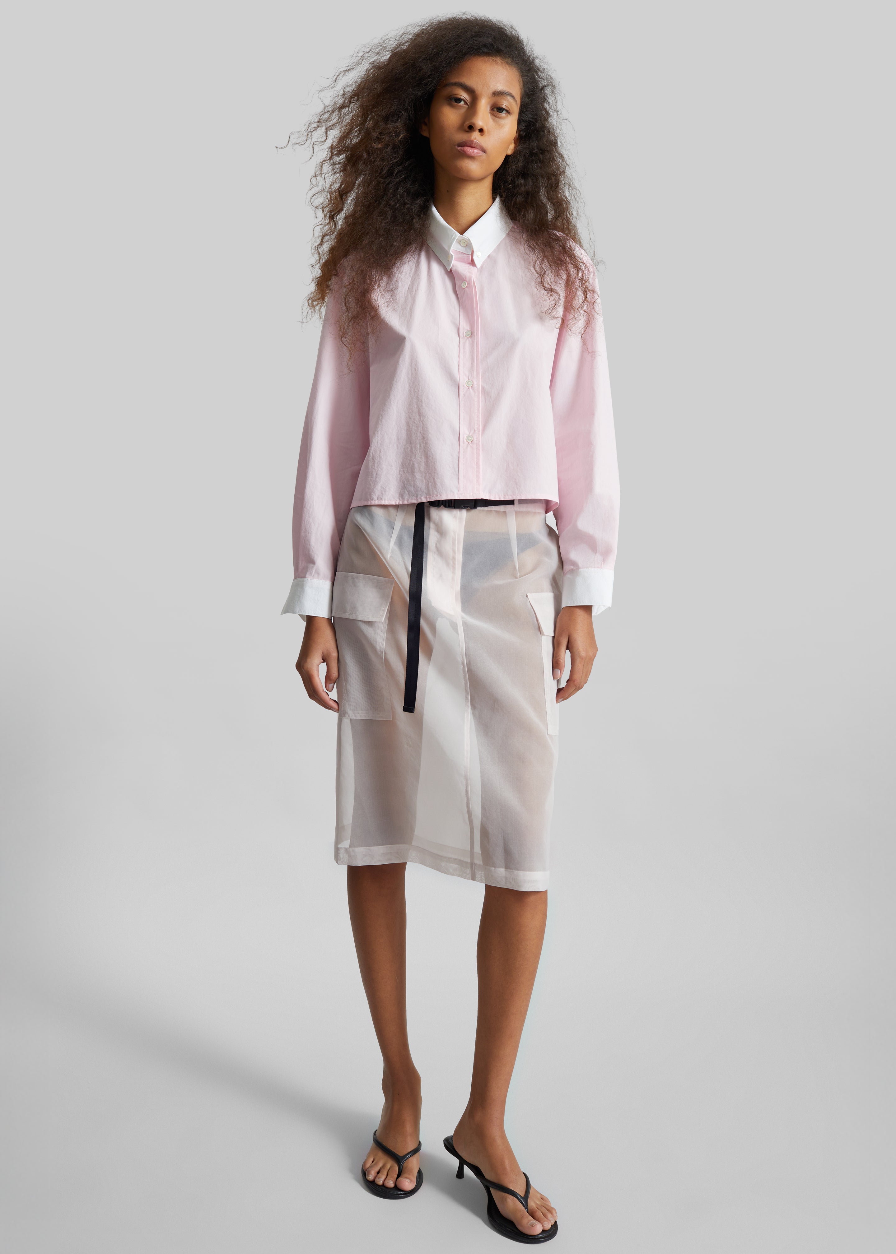 Aix Cropped Boxy Shirt - Pink - 2