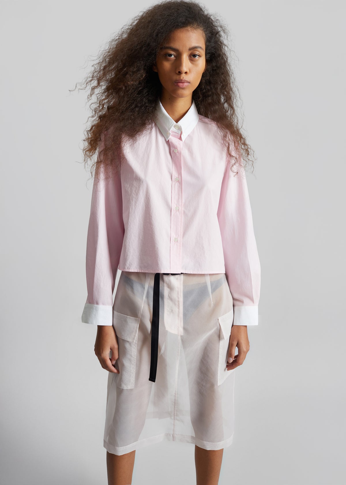 Aix Cropped Boxy Shirt - Pink - 3