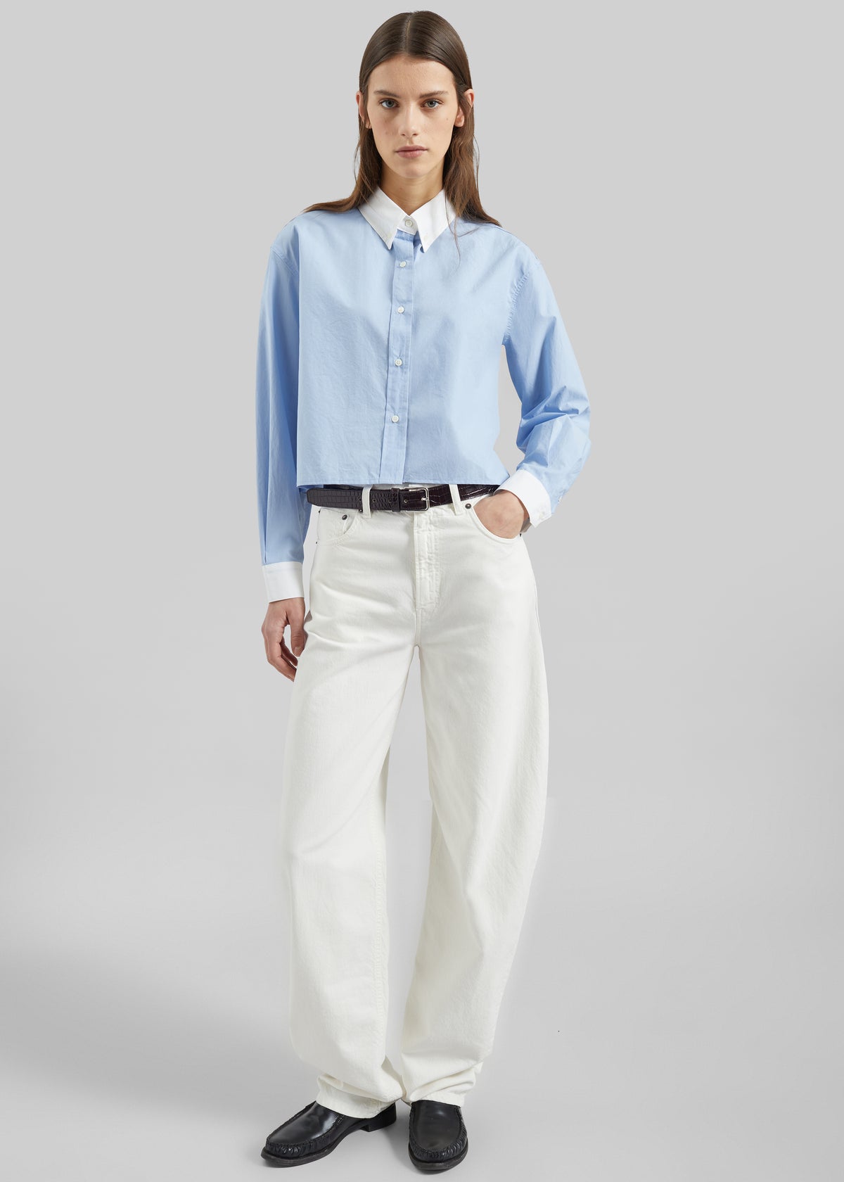 Aix Cropped Boxy Shirt - Sky Blue - 4