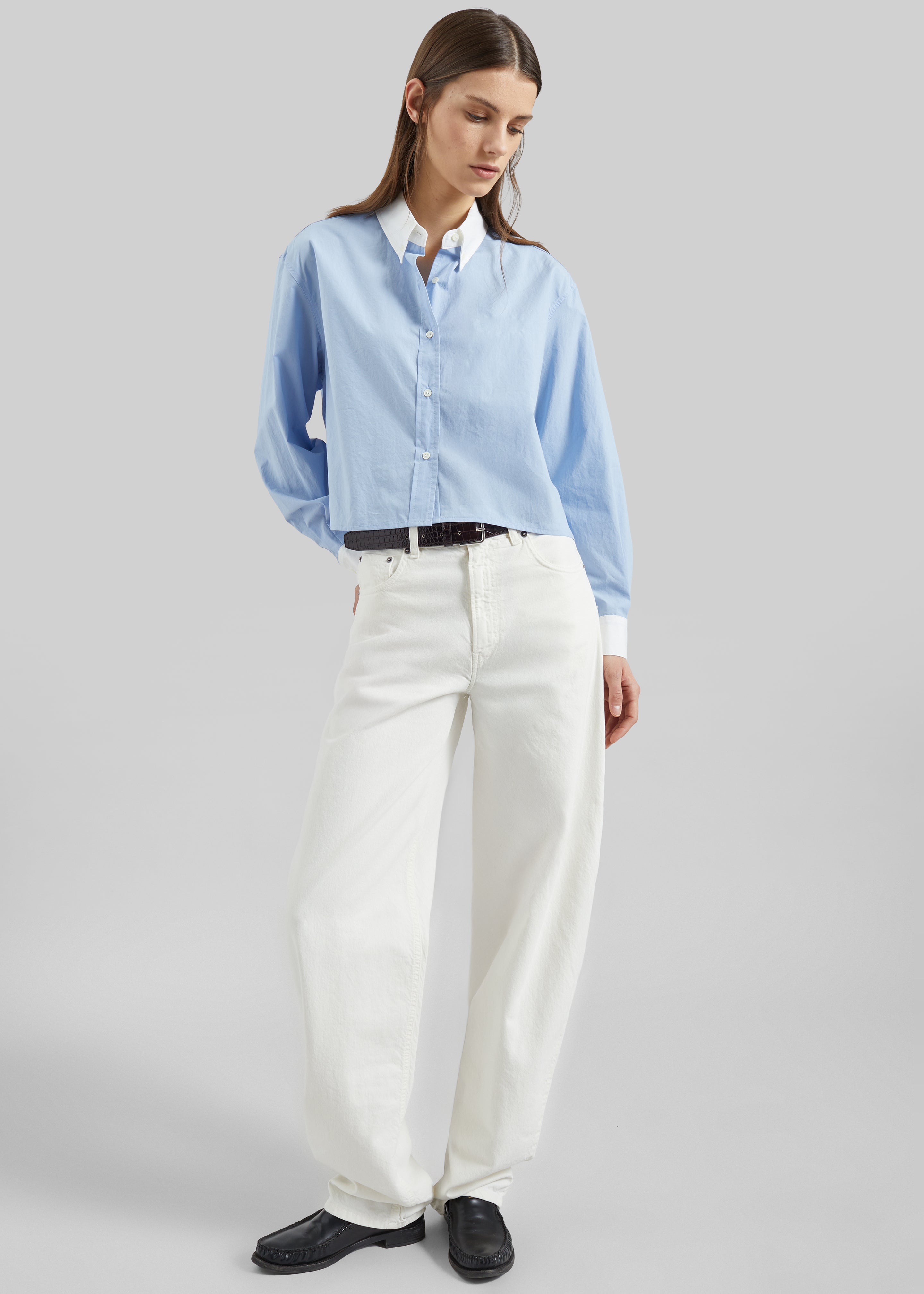 Aix Cropped Boxy Shirt - Sky Blue - 6