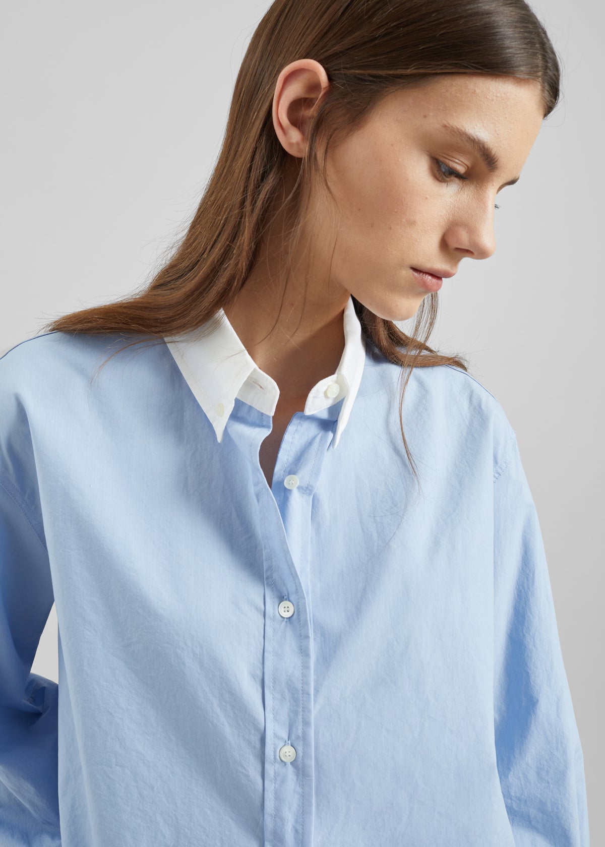 Aix Cropped Boxy Shirt - Sky Blue - 3