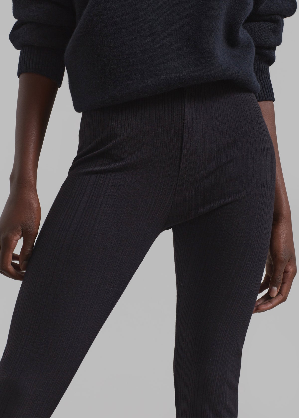 Akimi Ribbed Pants - Black - 5