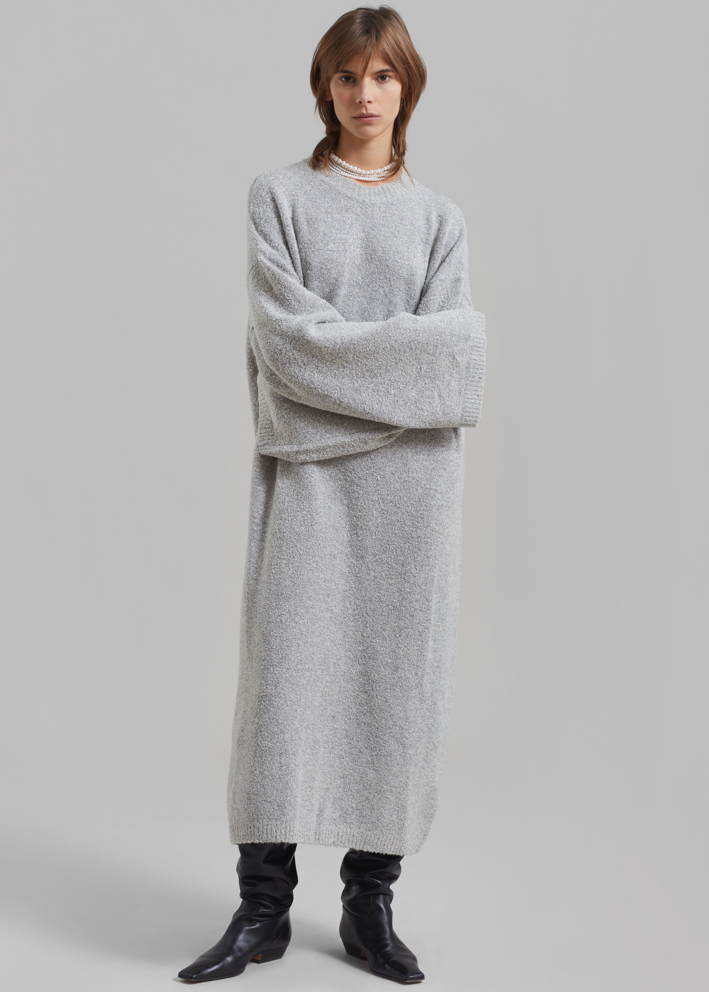 Alba Long Hooded Dress - Grey - 2