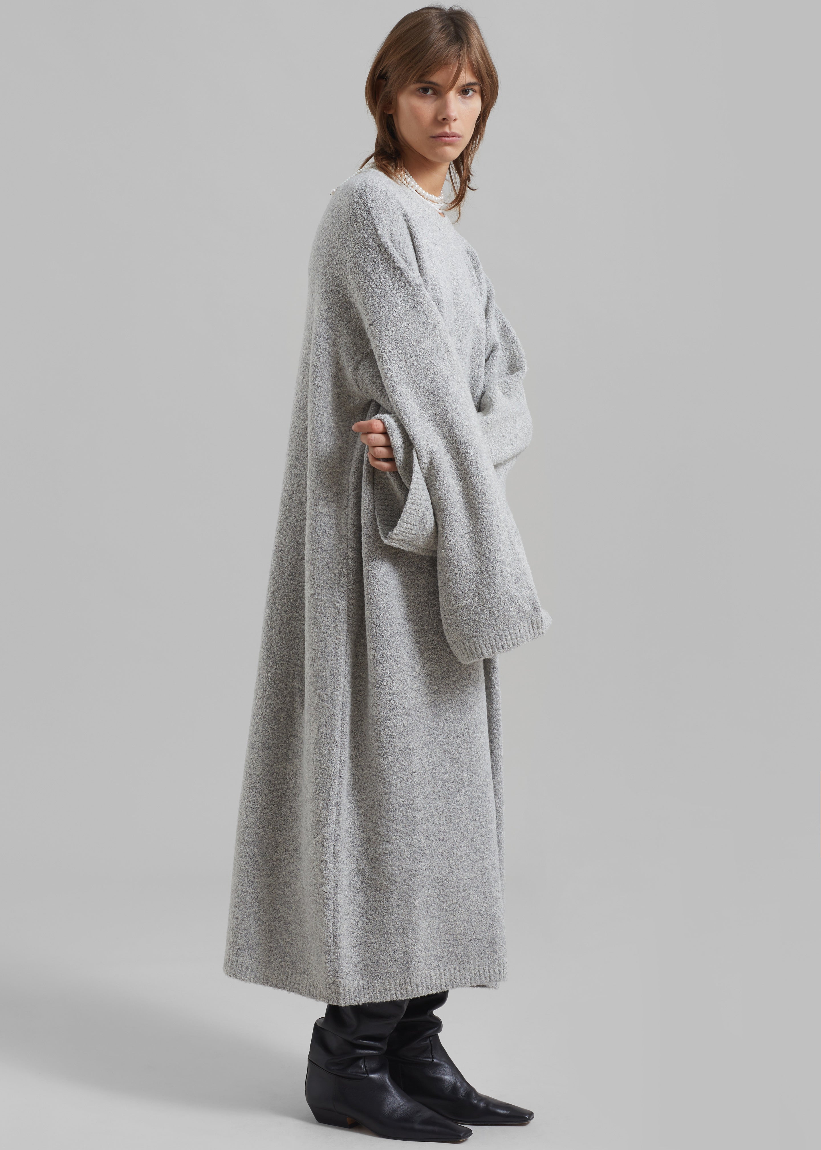 Alba Long Hooded Dress - Grey - 4
