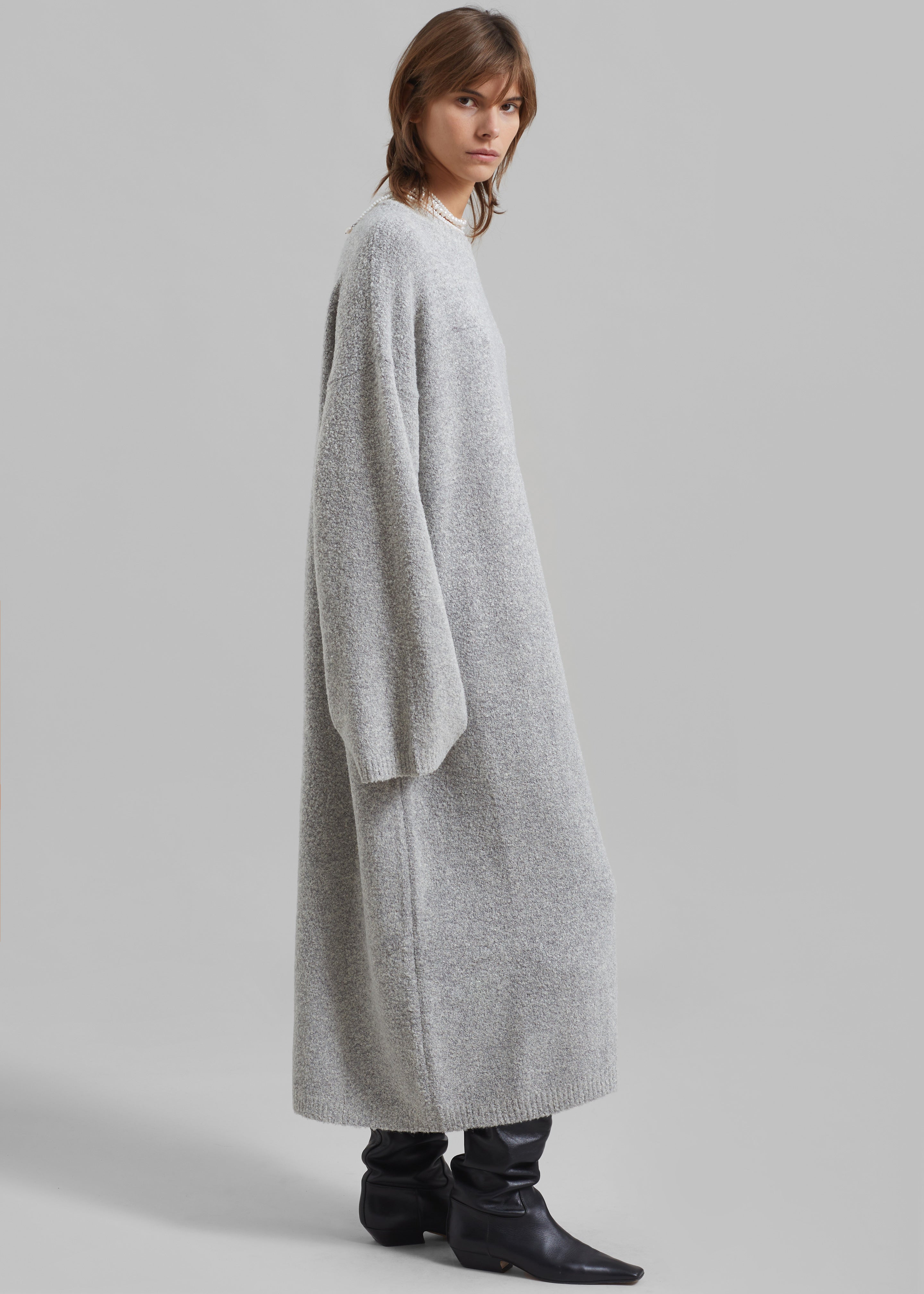 Alba Long Hooded Dress - Grey - 6