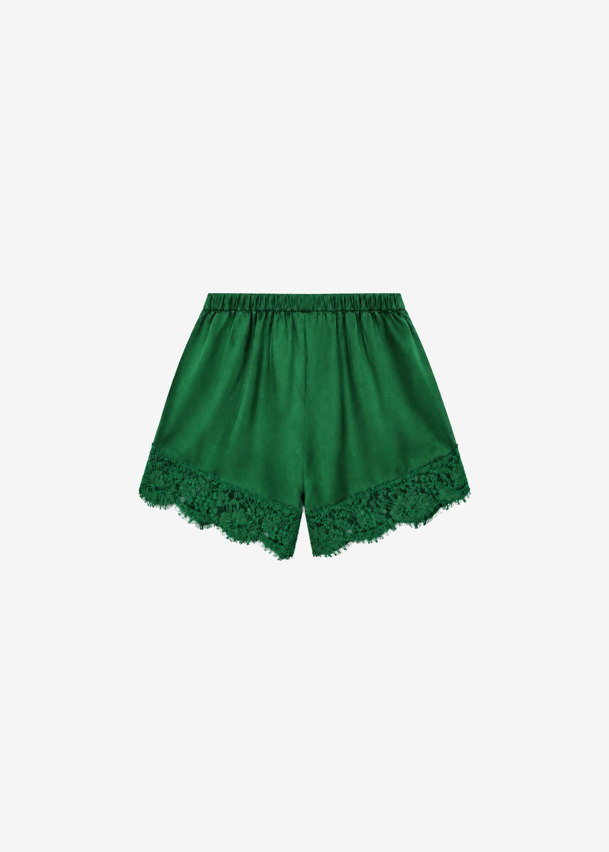 Albesa Satin Lace Trim Shorts - Kelly Green - 10