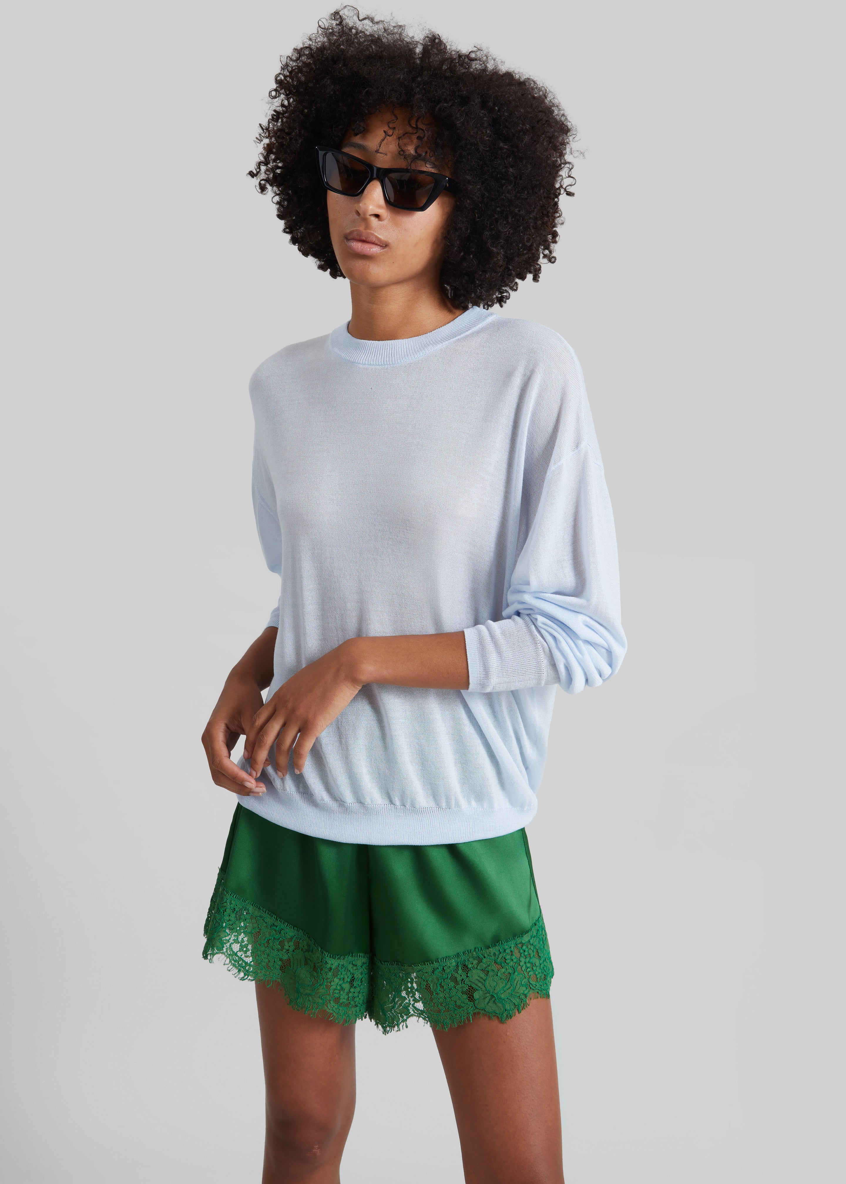 Albesa Satin Lace Trim Shorts - Kelly Green – The Frankie Shop