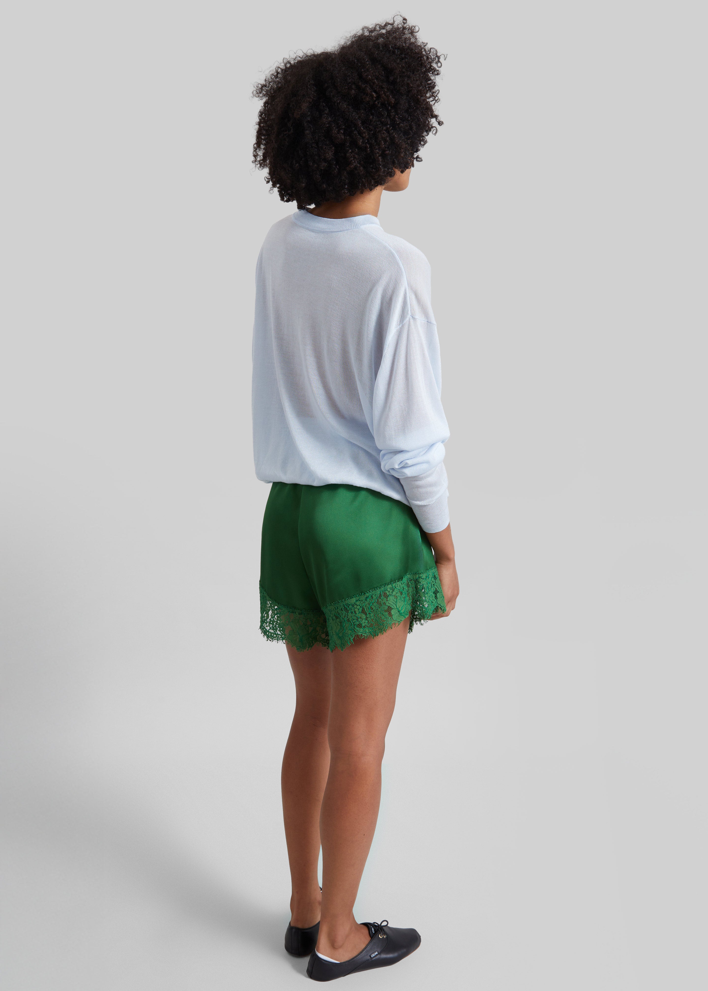 Albesa Satin Lace Trim Shorts - Kelly Green – The Frankie Shop