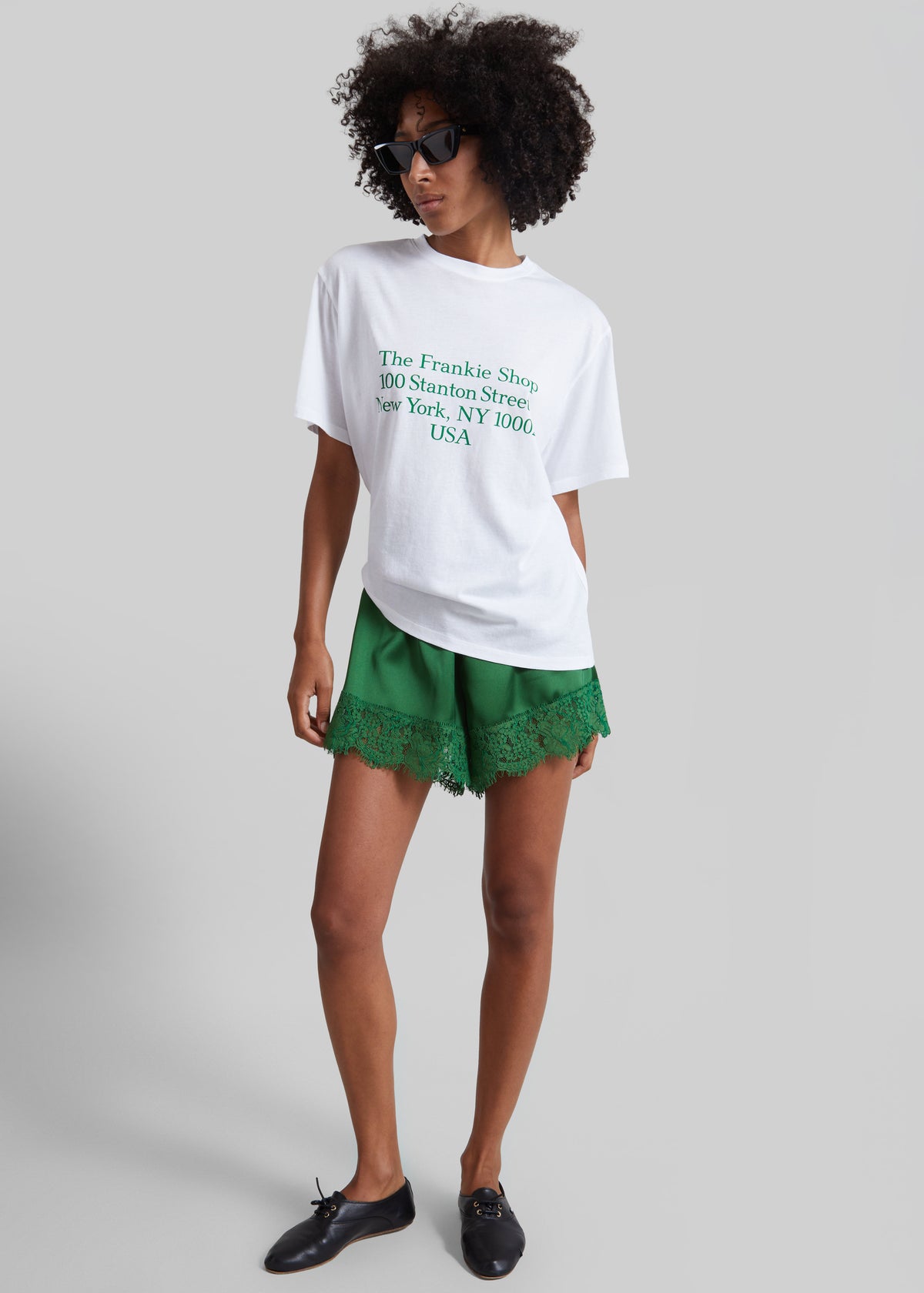 Albesa Satin Lace Trim Shorts - Kelly Green - 3
