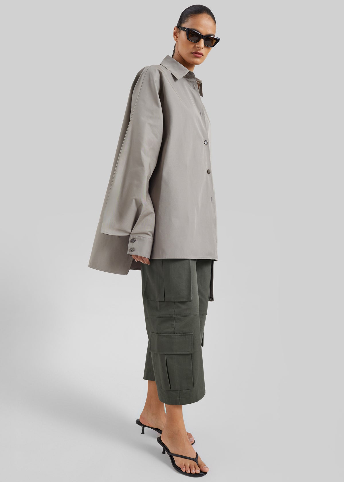 Alda Oversized Long Shirt - Taupe - 1