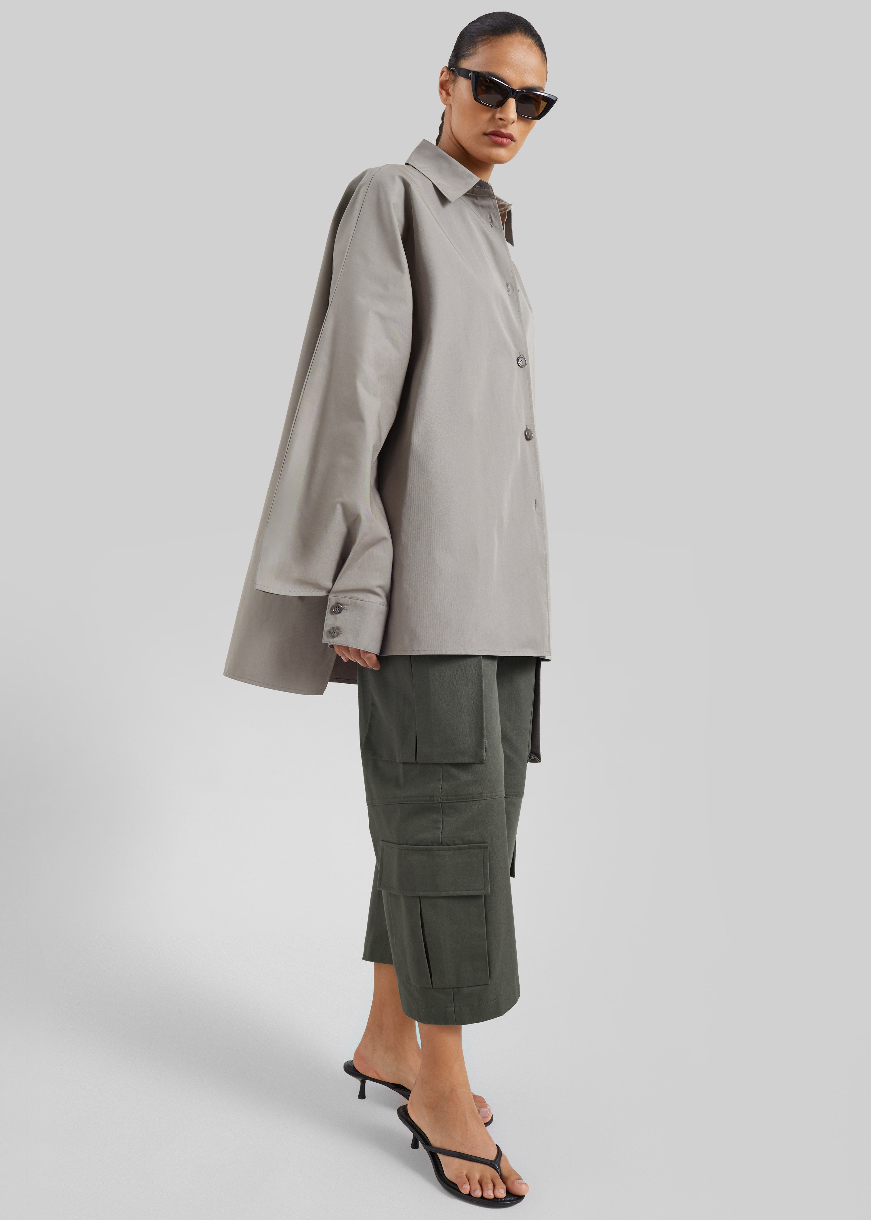 Alda Oversized Long Shirt - Taupe - 1