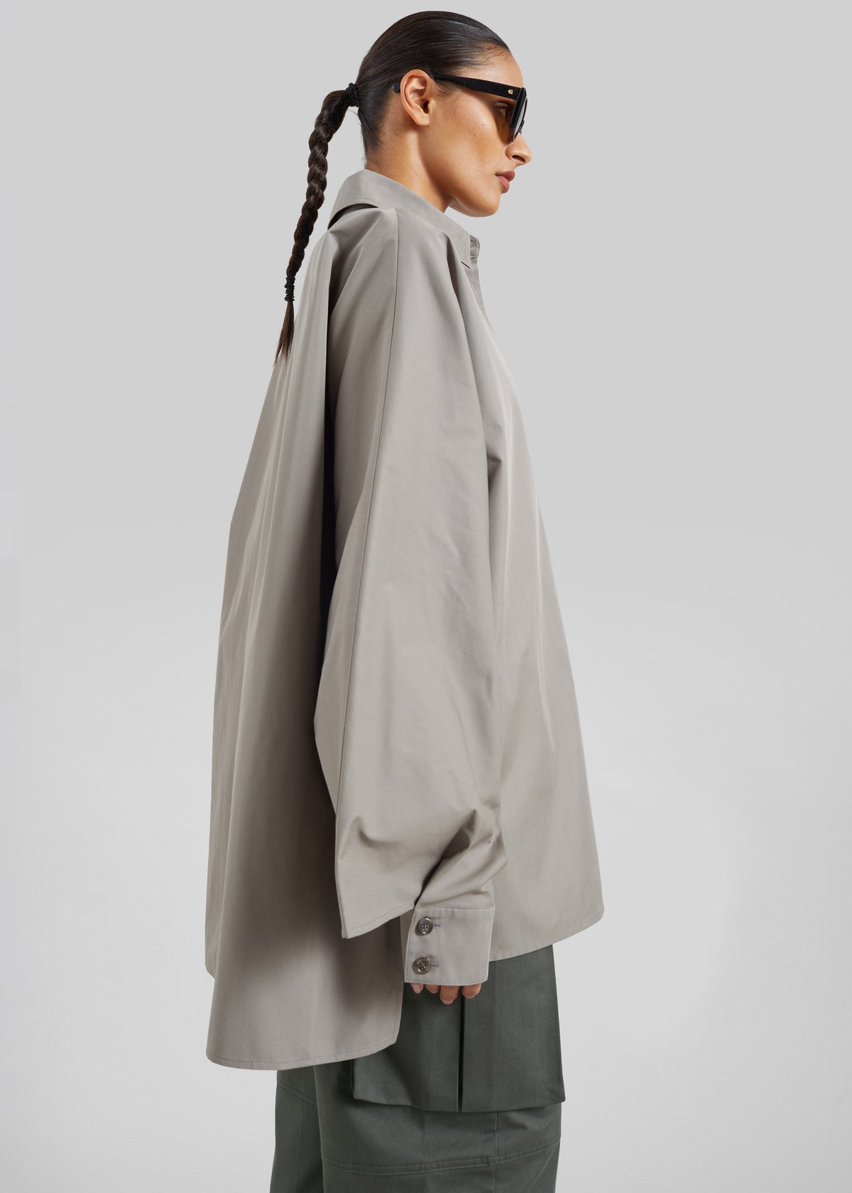 Alda Oversized Long Shirt - Taupe - 3