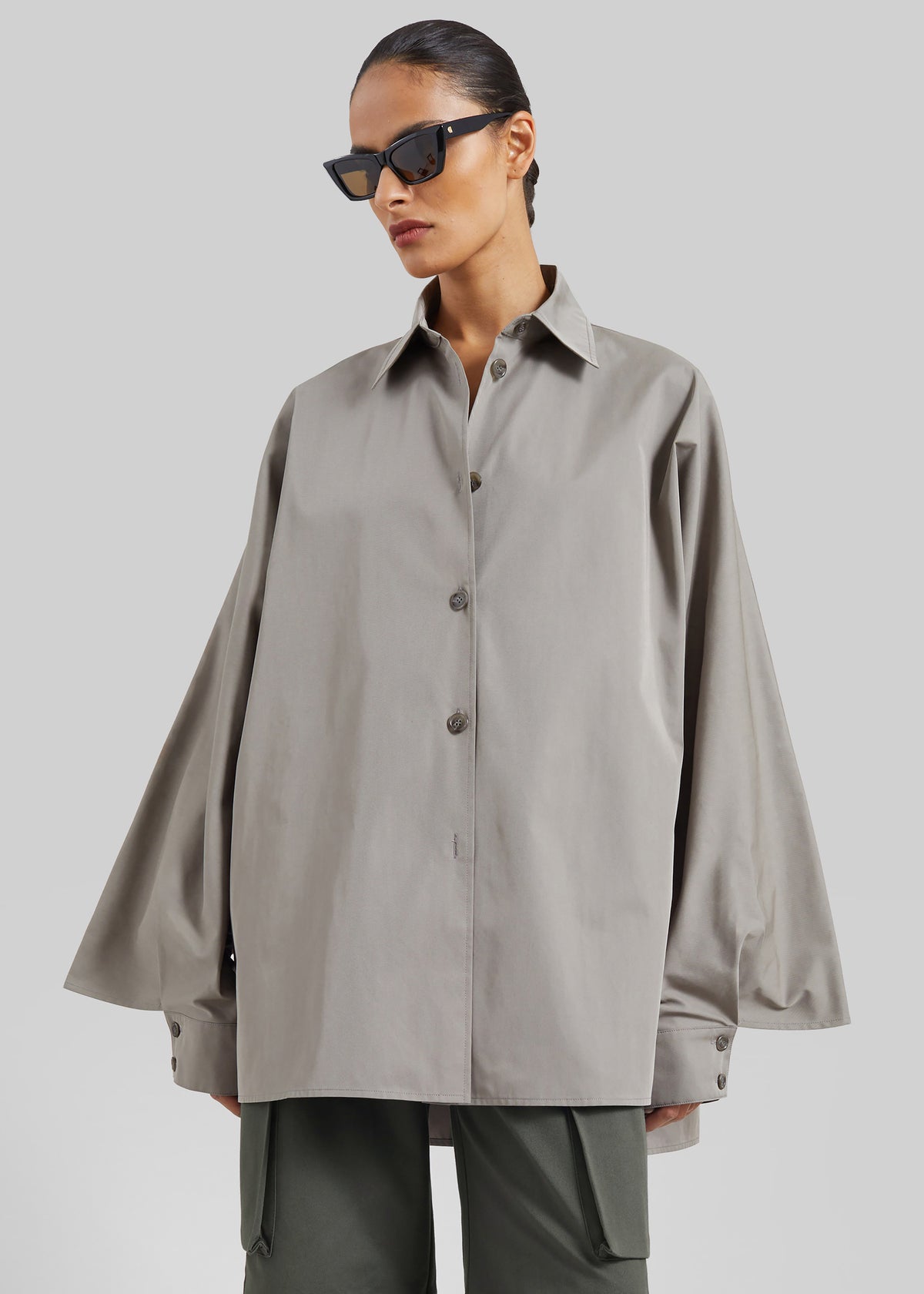 Alda Oversized Long Shirt - Taupe - 2