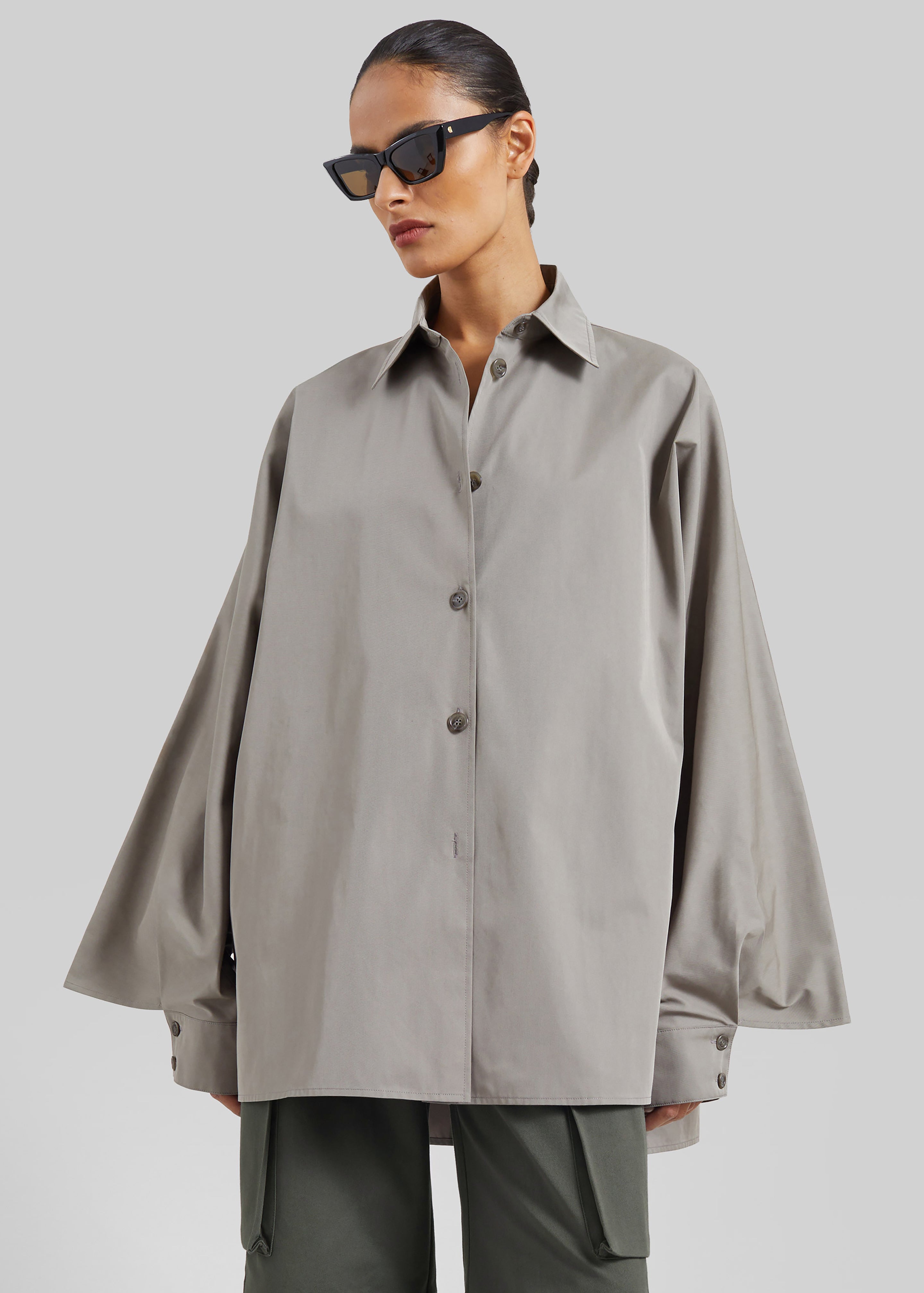 Alda Oversized Long Shirt - Taupe - 2