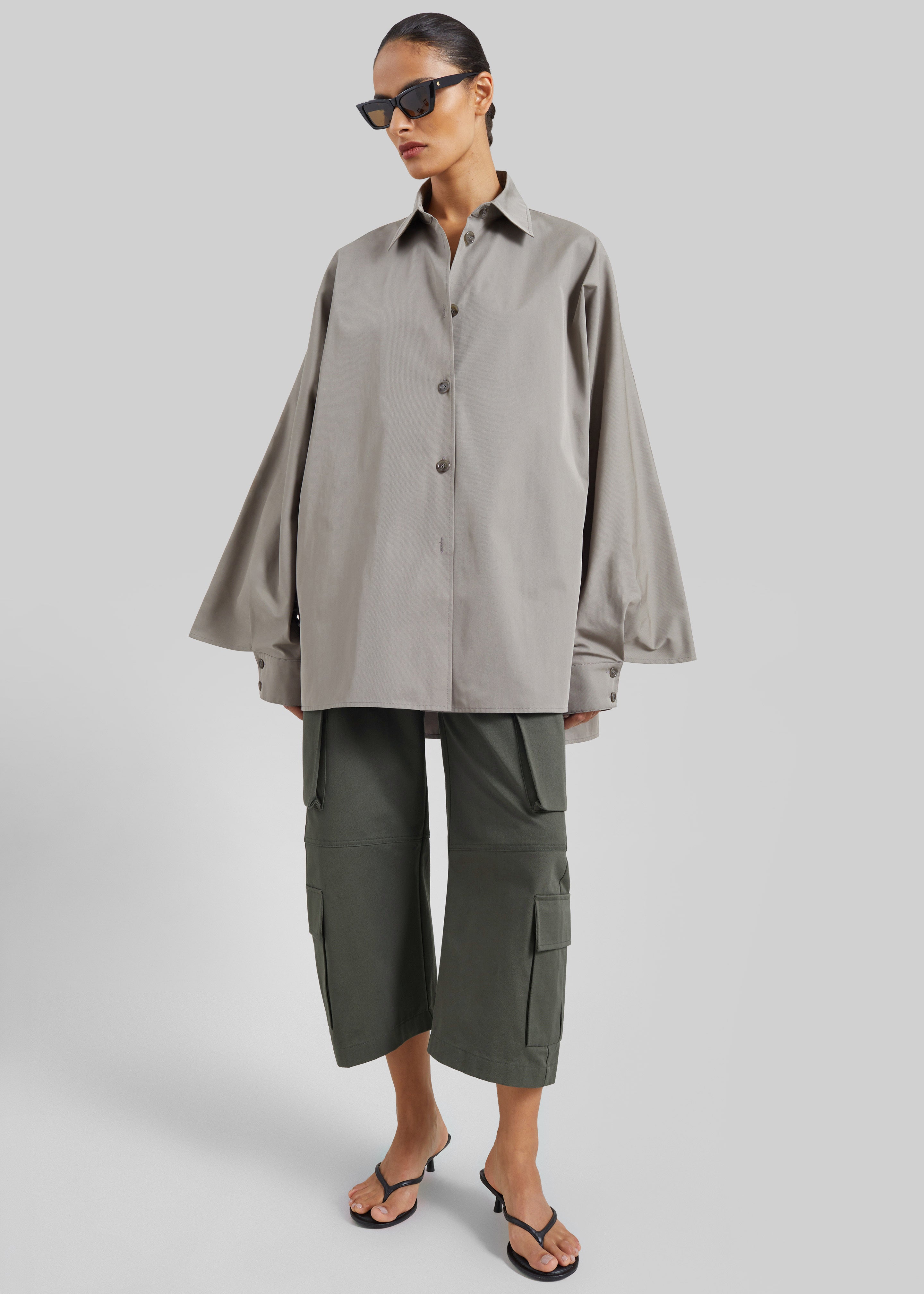 Alda Oversized Long Shirt - Taupe - 6
