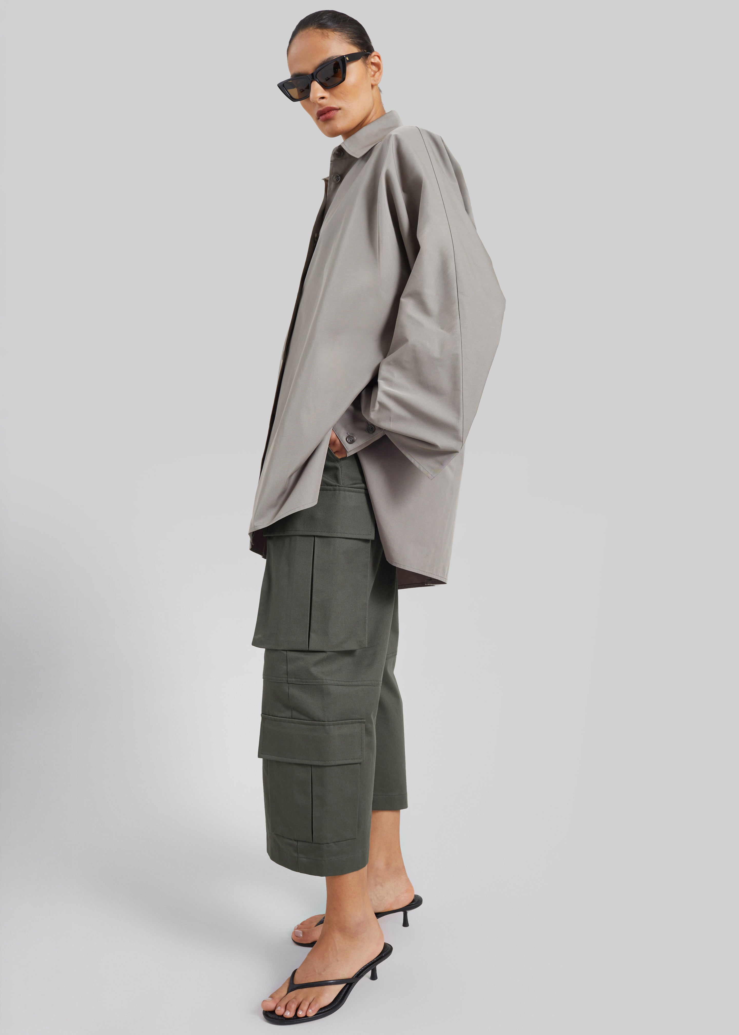Alda Oversized Long Shirt - Taupe - 4