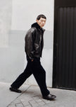 Alderton Faux Leather Bomber Jacket - Black