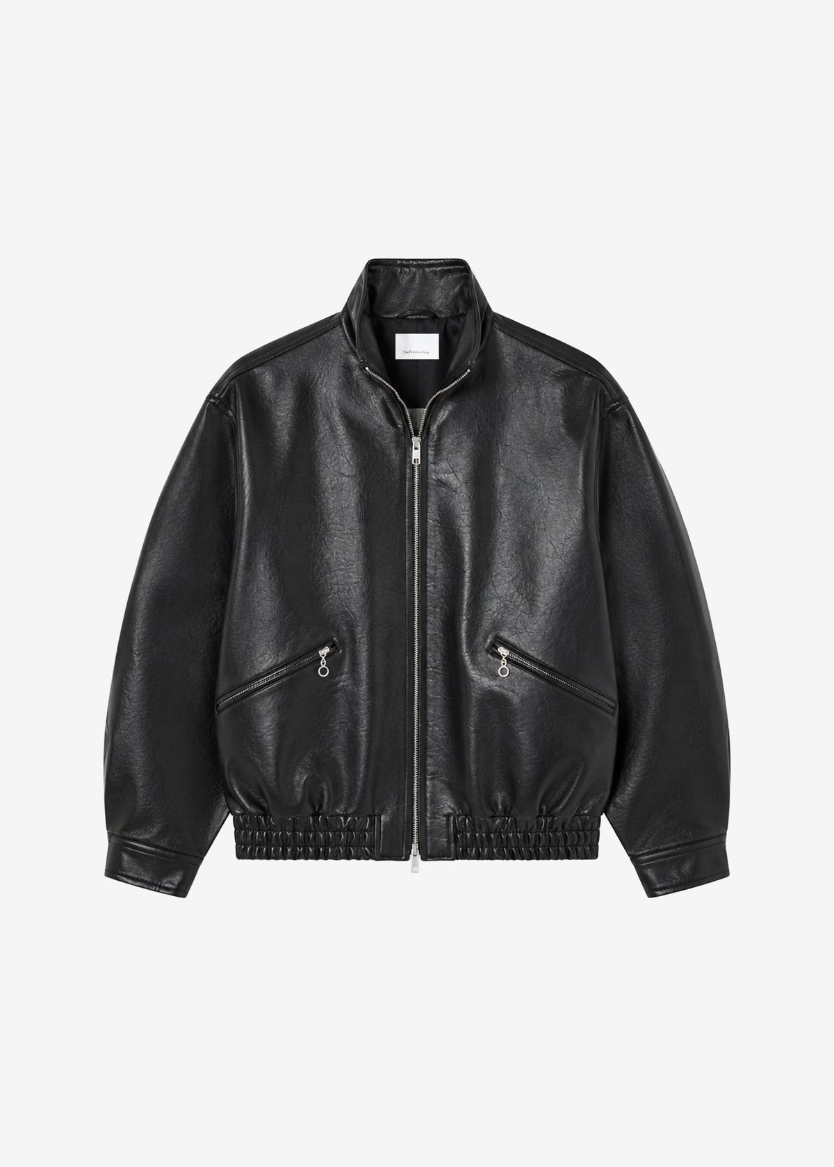 Alderton Faux Leather Bomber Jacket - Black