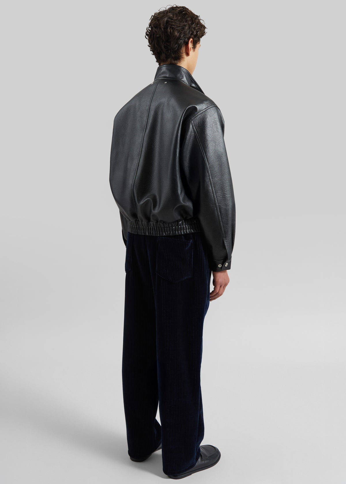 Alderton Faux Leather Bomber Jacket - Black