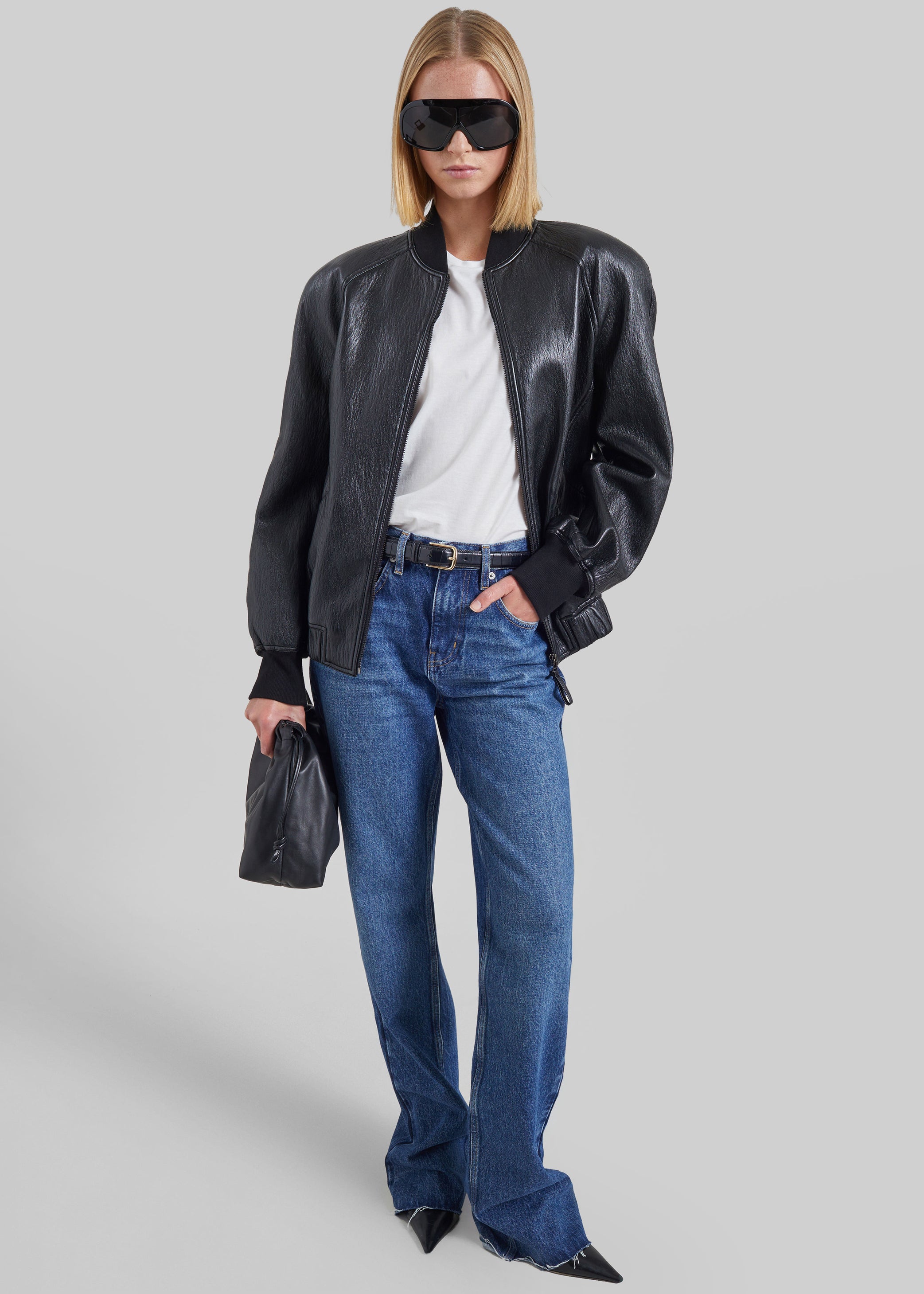 Shop the look image for Alena Faux Leather Bomber Jacket - Black