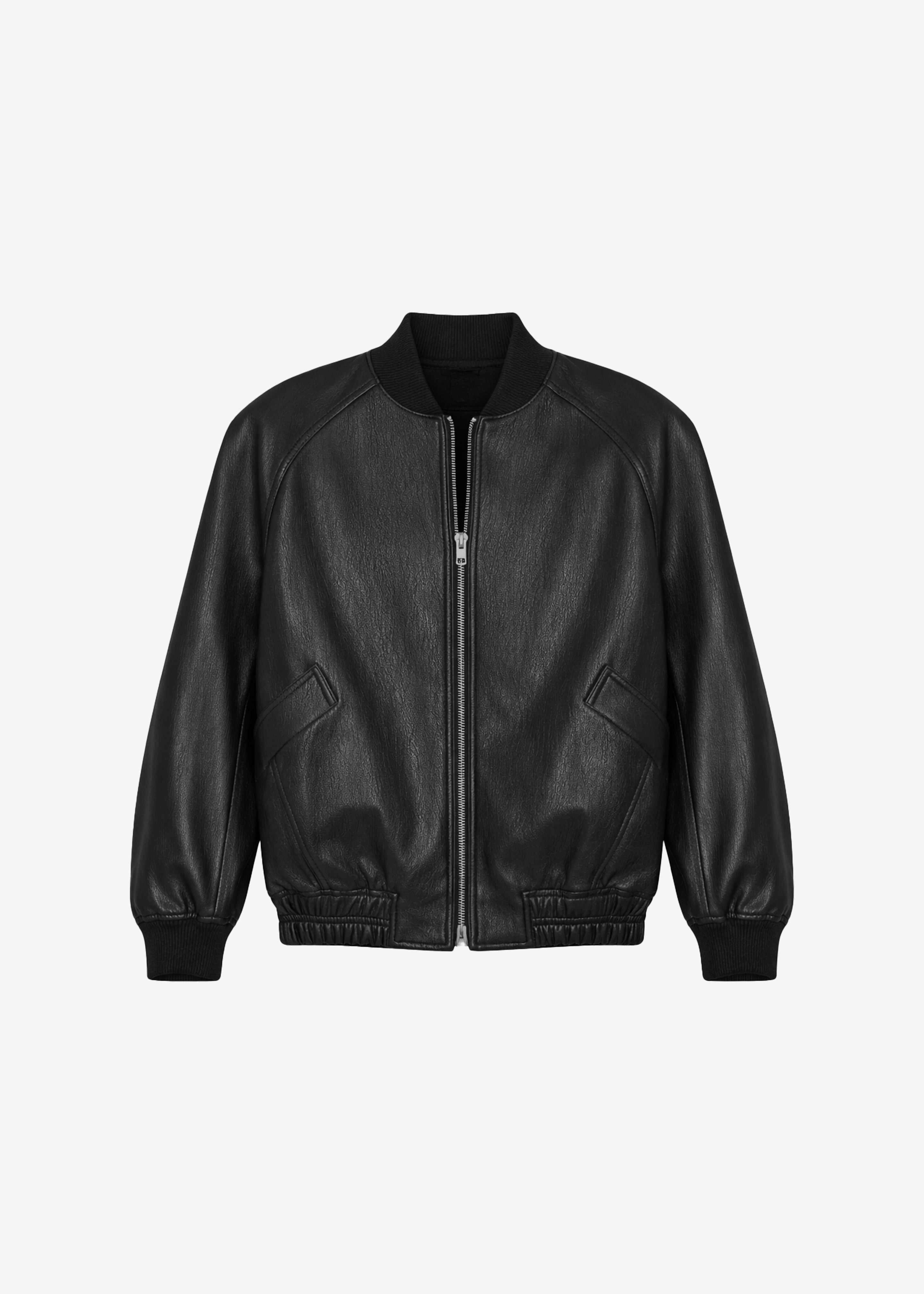 Alena Faux Leather Bomber Jacket - Black - 8