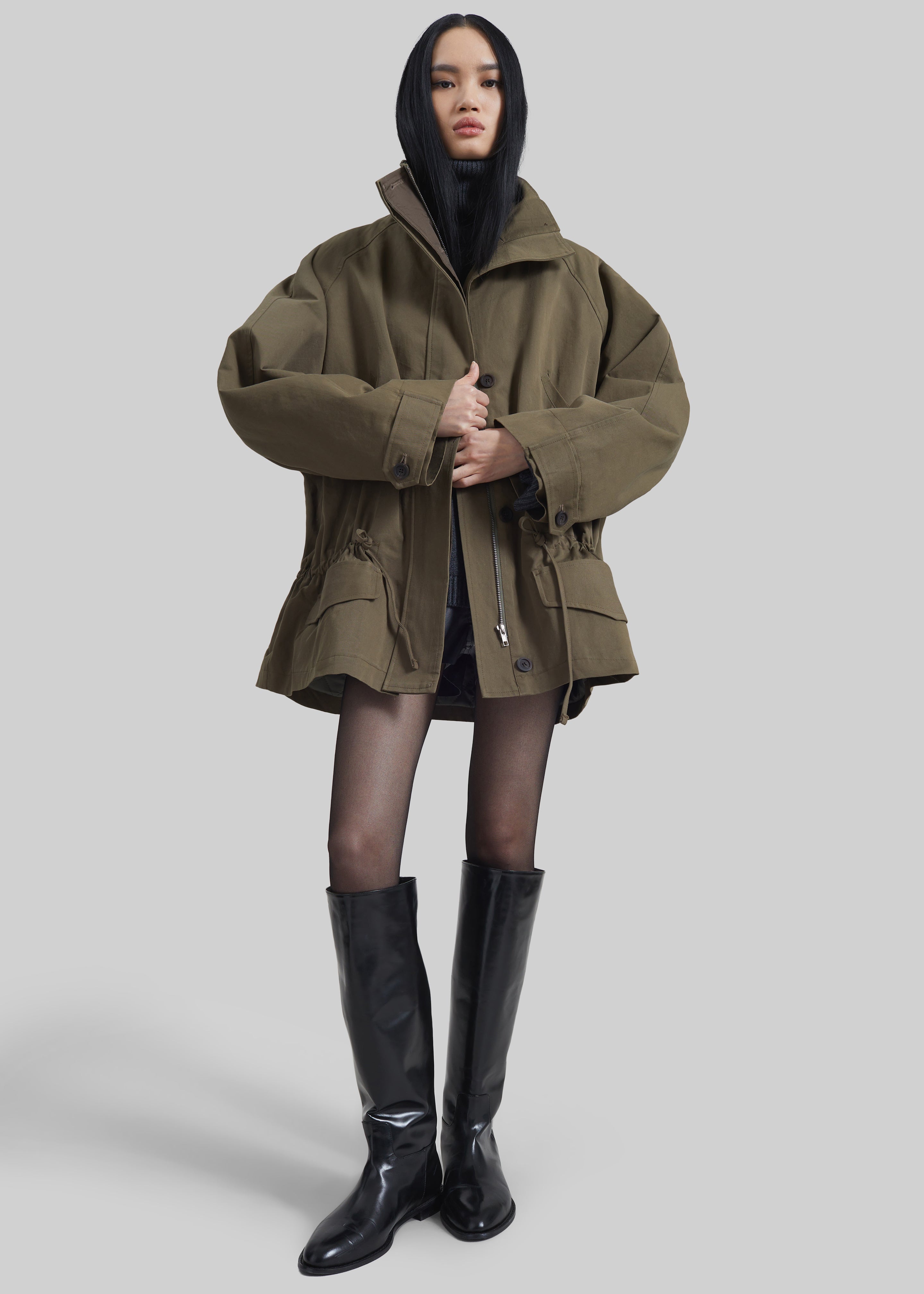 Alesie Drawstring Jacket - Olive Brown – The Frankie Shop