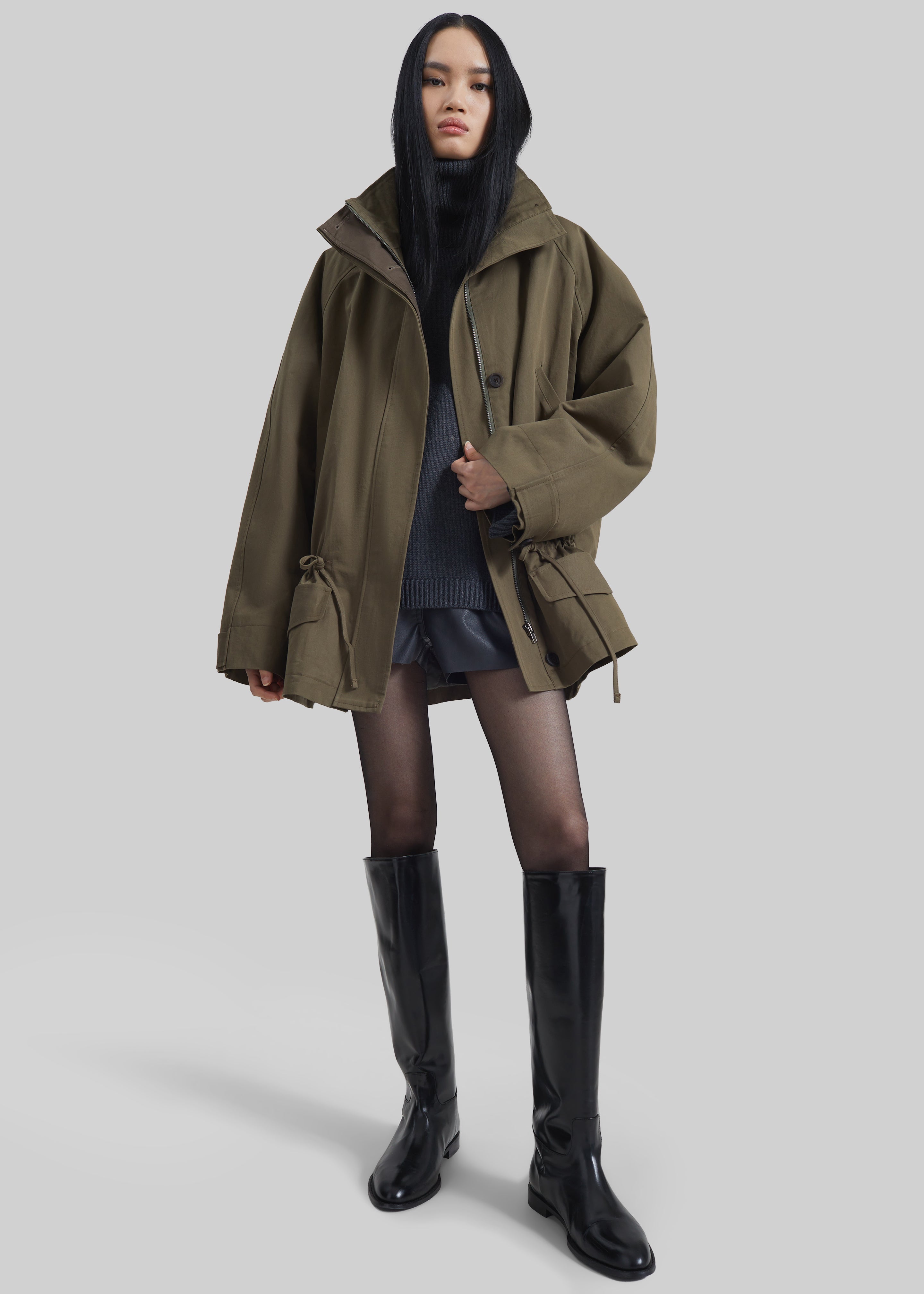 Alesie Drawstring Jacket - Olive Brown – The Frankie Shop
