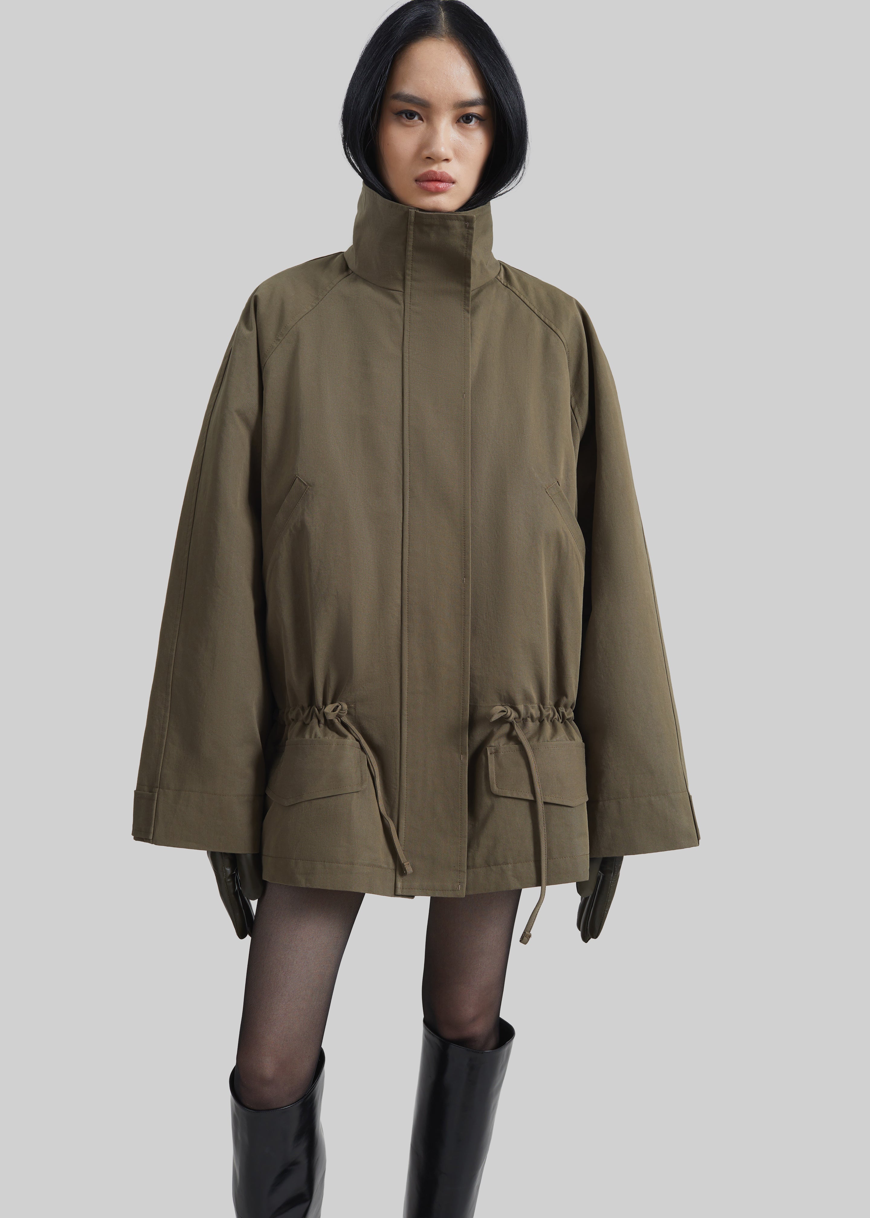 Alesie Drawstring Jacket - Olive Brown – The Frankie Shop