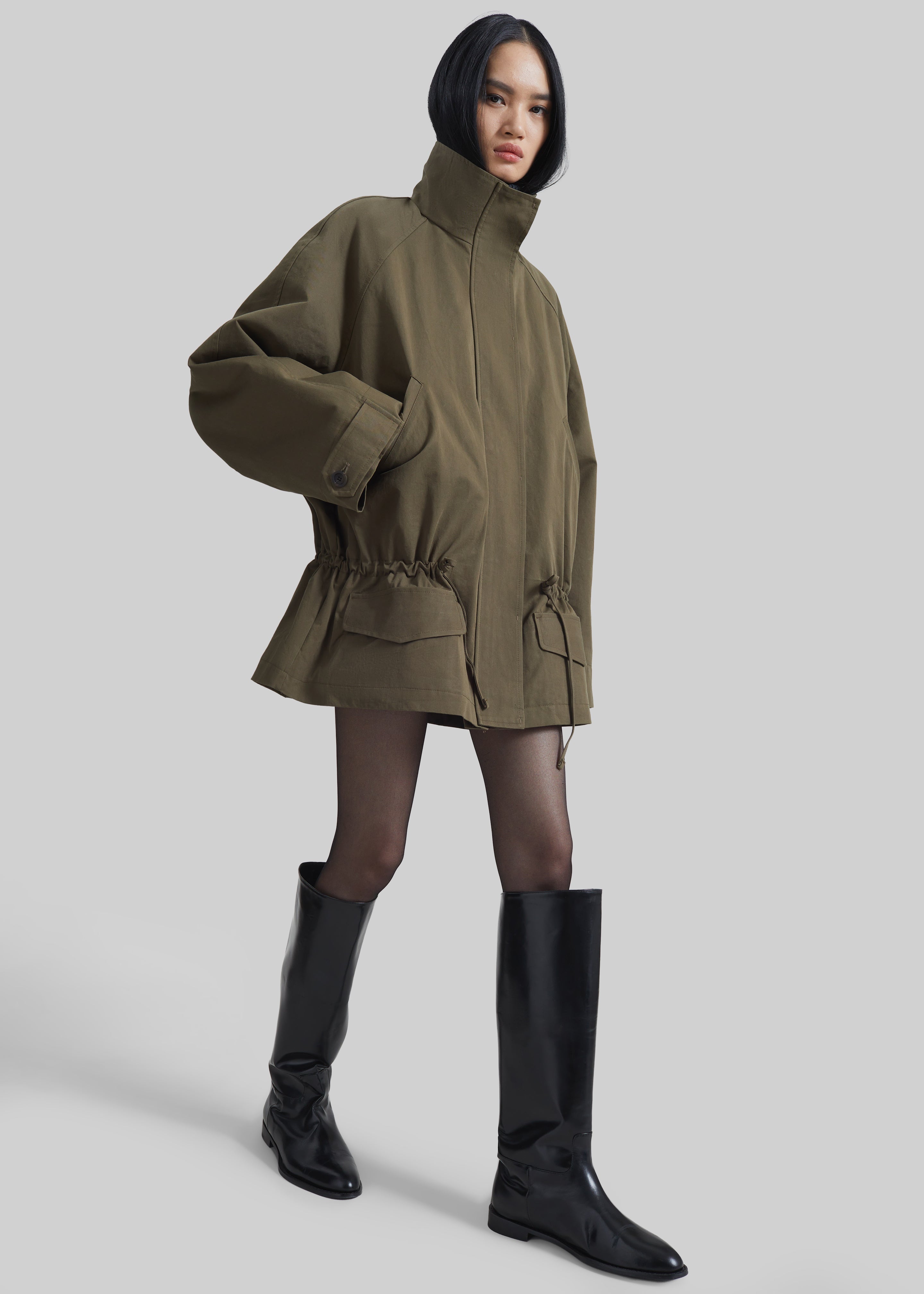 Alesie Drawstring Jacket - Olive Brown – The Frankie Shop