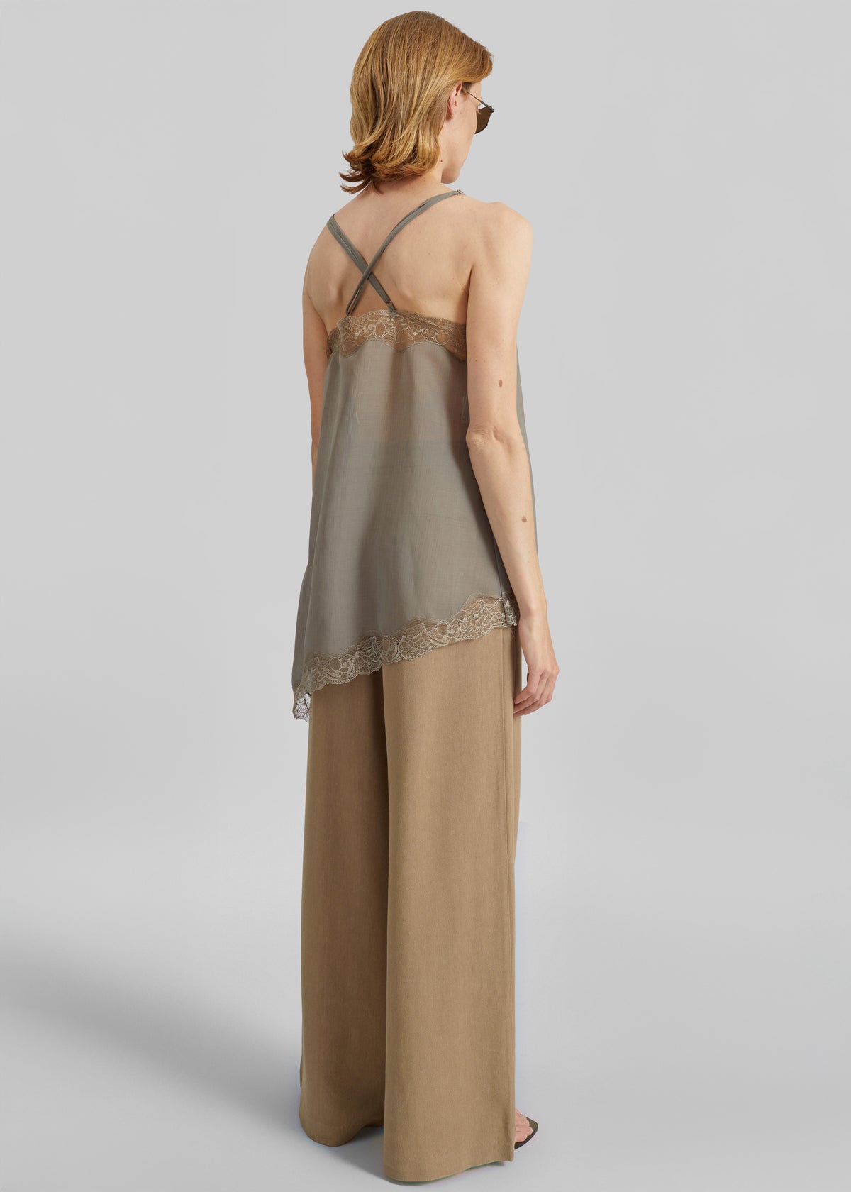 Alessia Sheer Lace Top - Taupe - 6