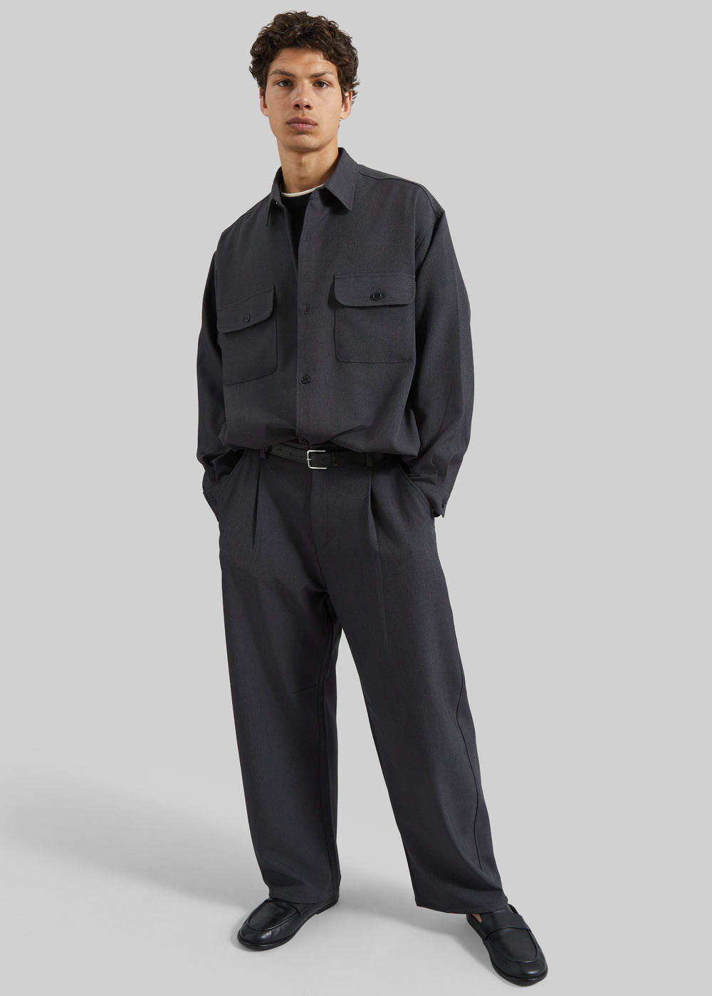 Alessio Straight Trousers - Charcoal