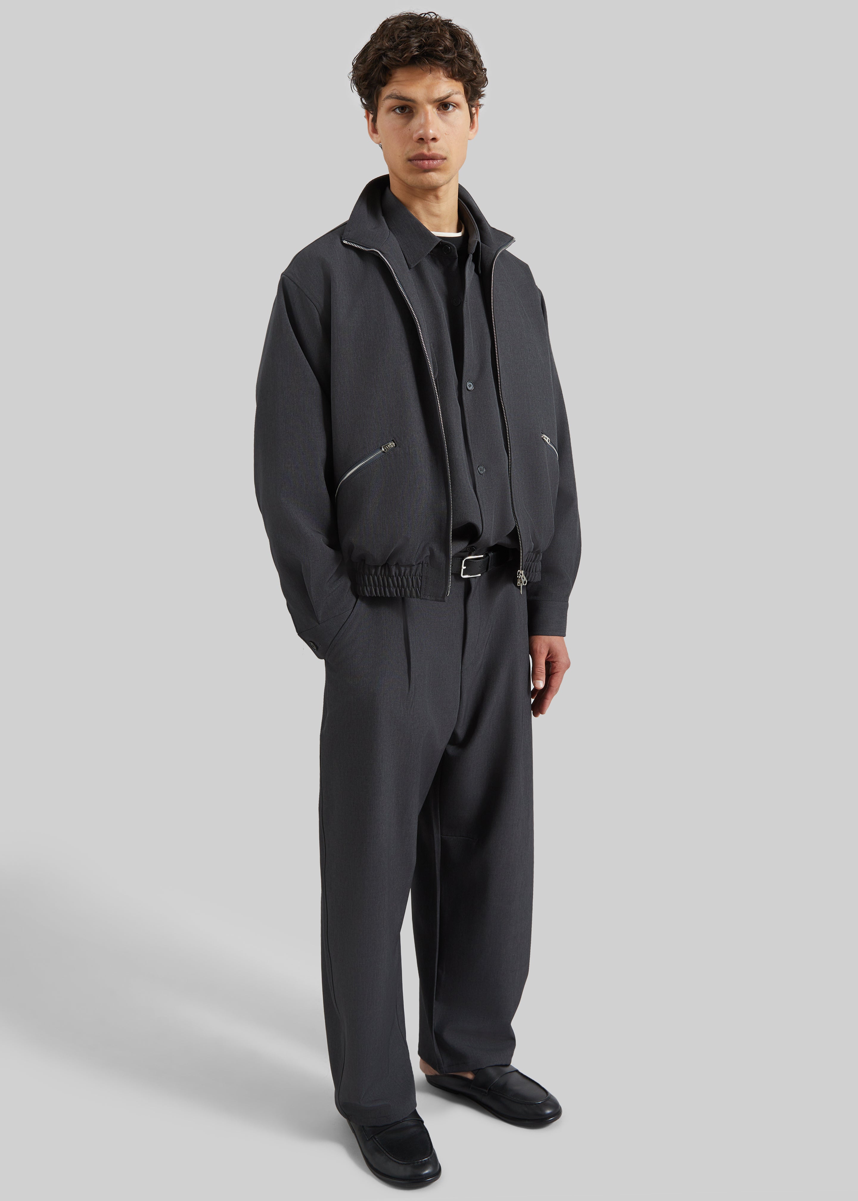 Alessio Zip-Up Jacket - Charcoal – The Frankie Shop