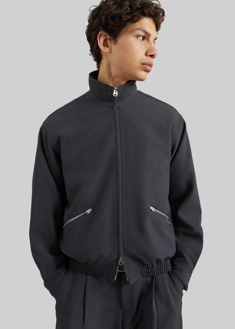 Alessio Zip-Up Jacket - Charcoal - 1