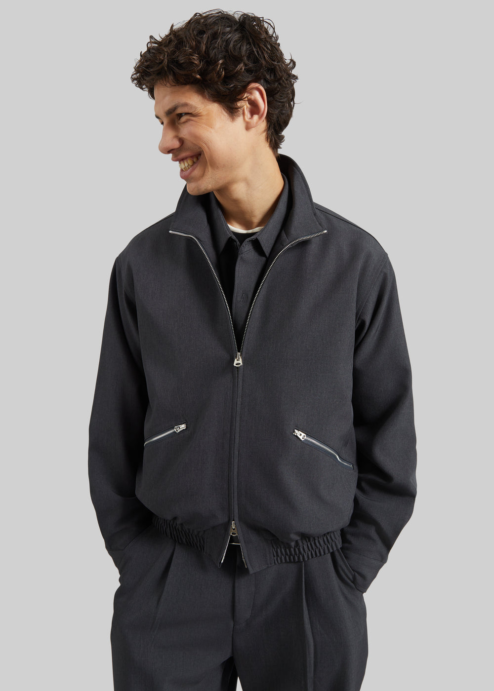 Alessio Zip-Up Jacket - Charcoal