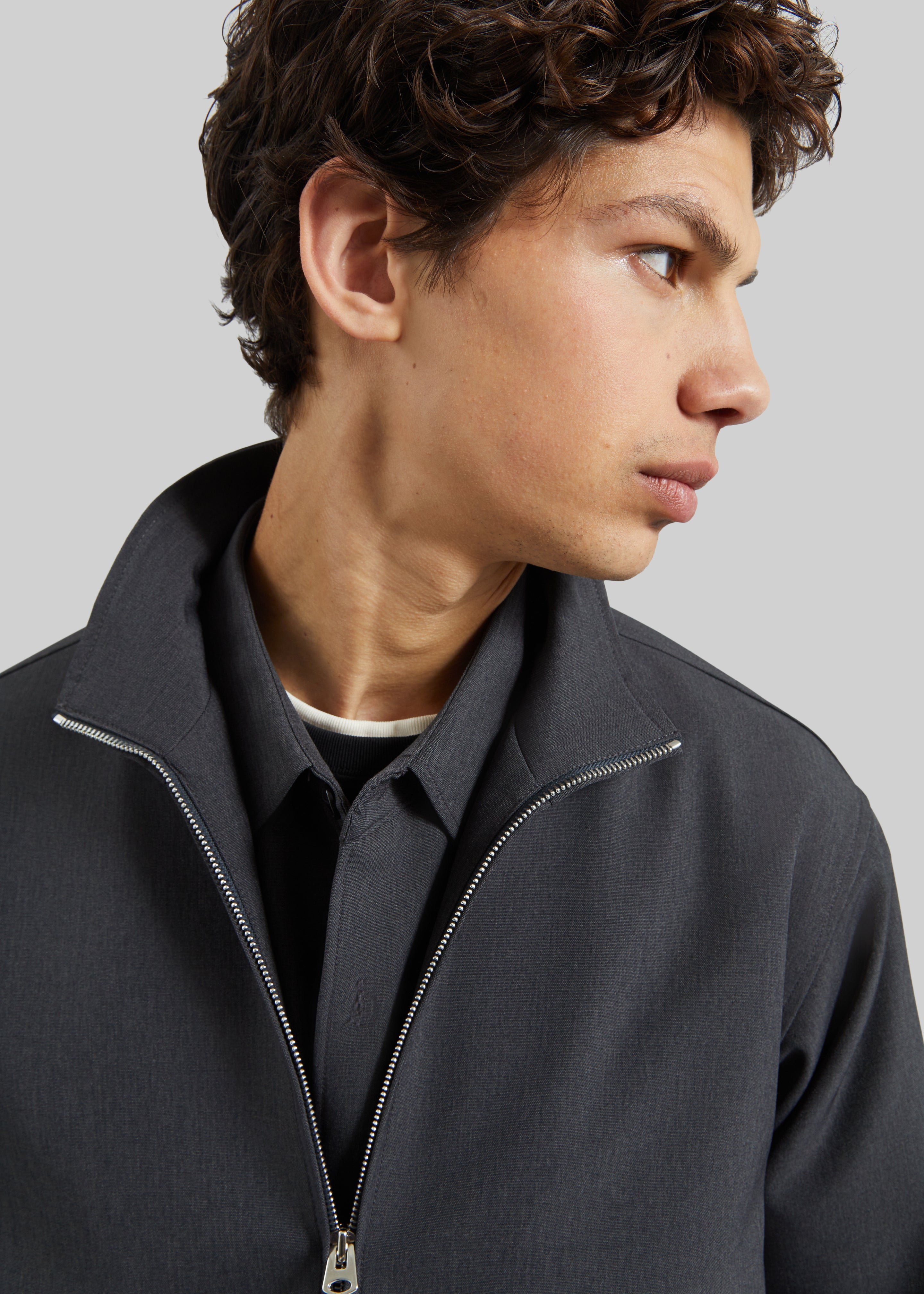 Alessio Zip-Up Jacket - Charcoal – The Frankie Shop